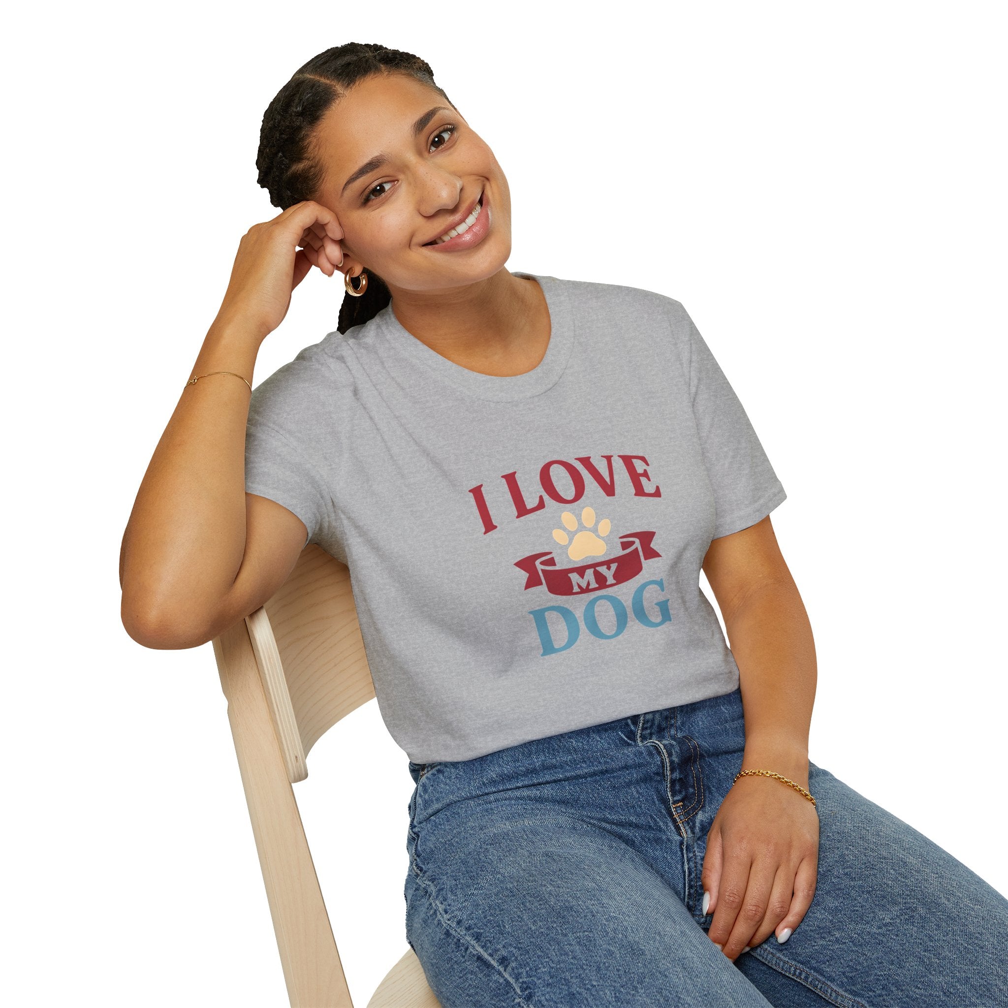 I Love My Dog Unisex Softstyle T-Shirt, Dog Lover Gift, Pet Owner Tee, Dog Mom/Dad Shirt, Casual Wear, Birthday Gift