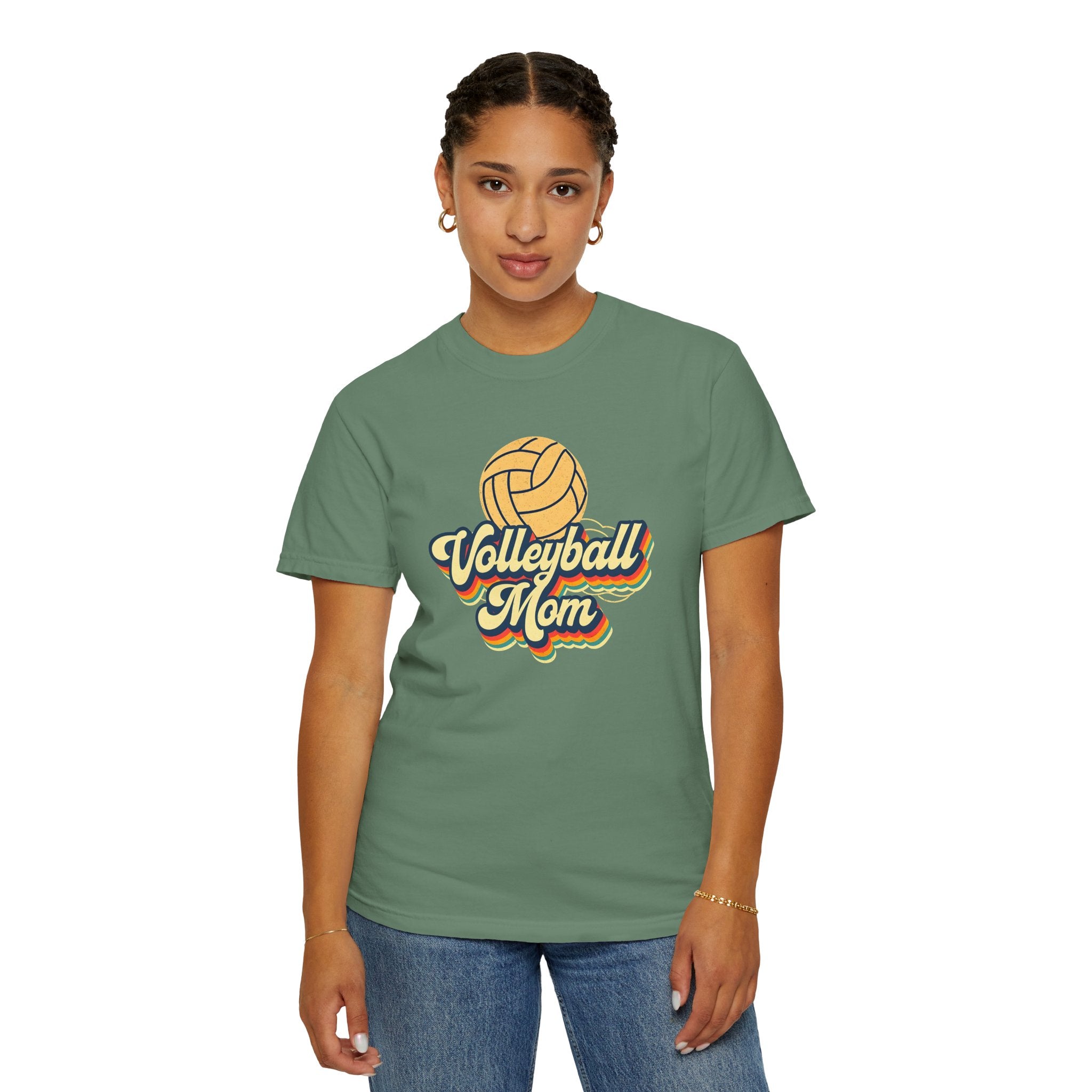 Volleyball Mom T-Shirt, Unisex Garment-Dyed Tee for Sports Lovers, Great for Gifts, Casual Wear, Volleyball Events, Mother’s Day