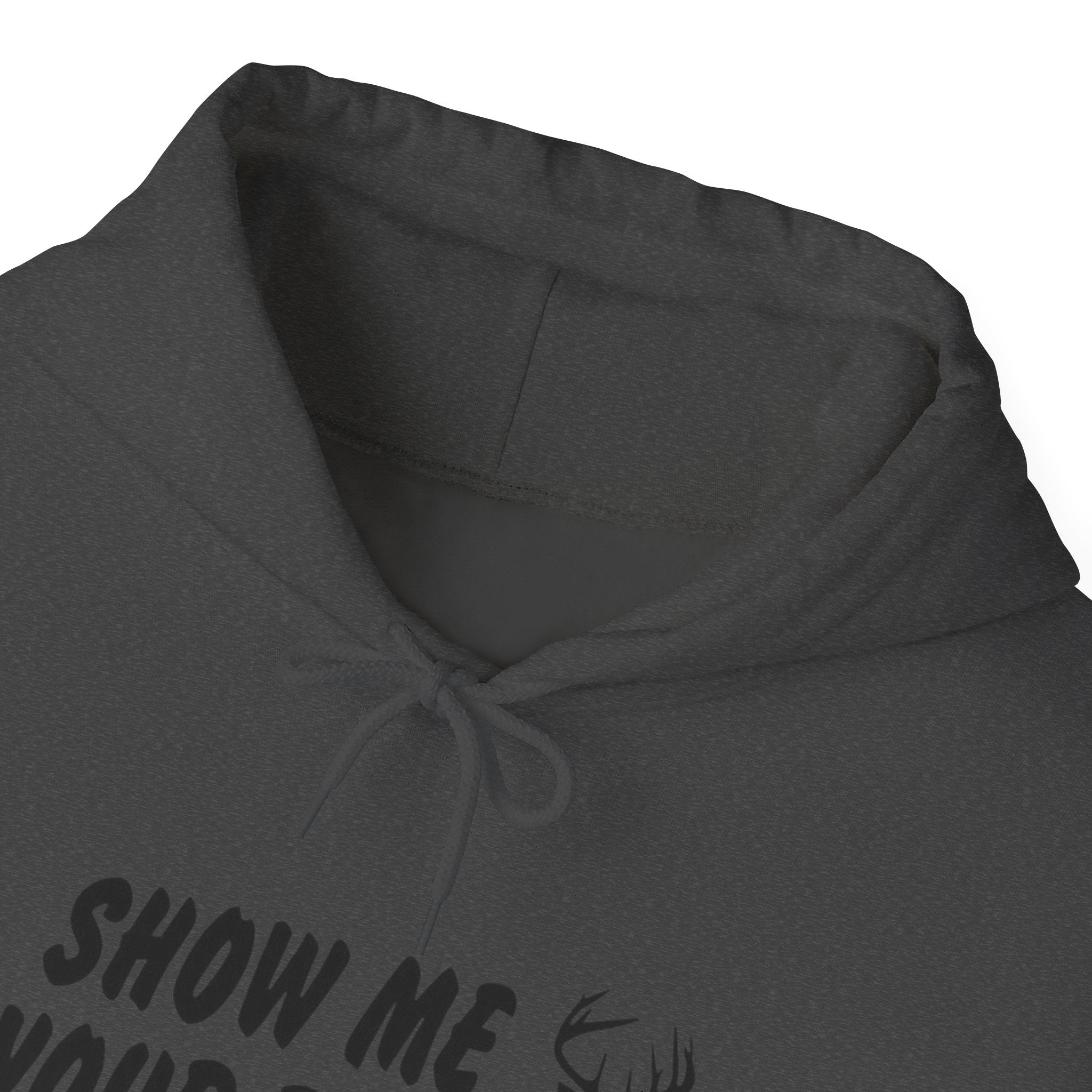 Funny Hunting Hoodie - Show Me Your Rack, Unisex Sweatshirt for Outdoors, Gift for Hunters, Casual Wear, Holiday Apparel