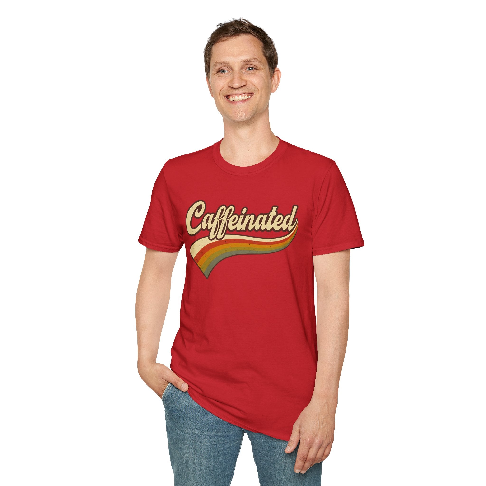 Caffeinated Retro Unisex Softstyle T-Shirt