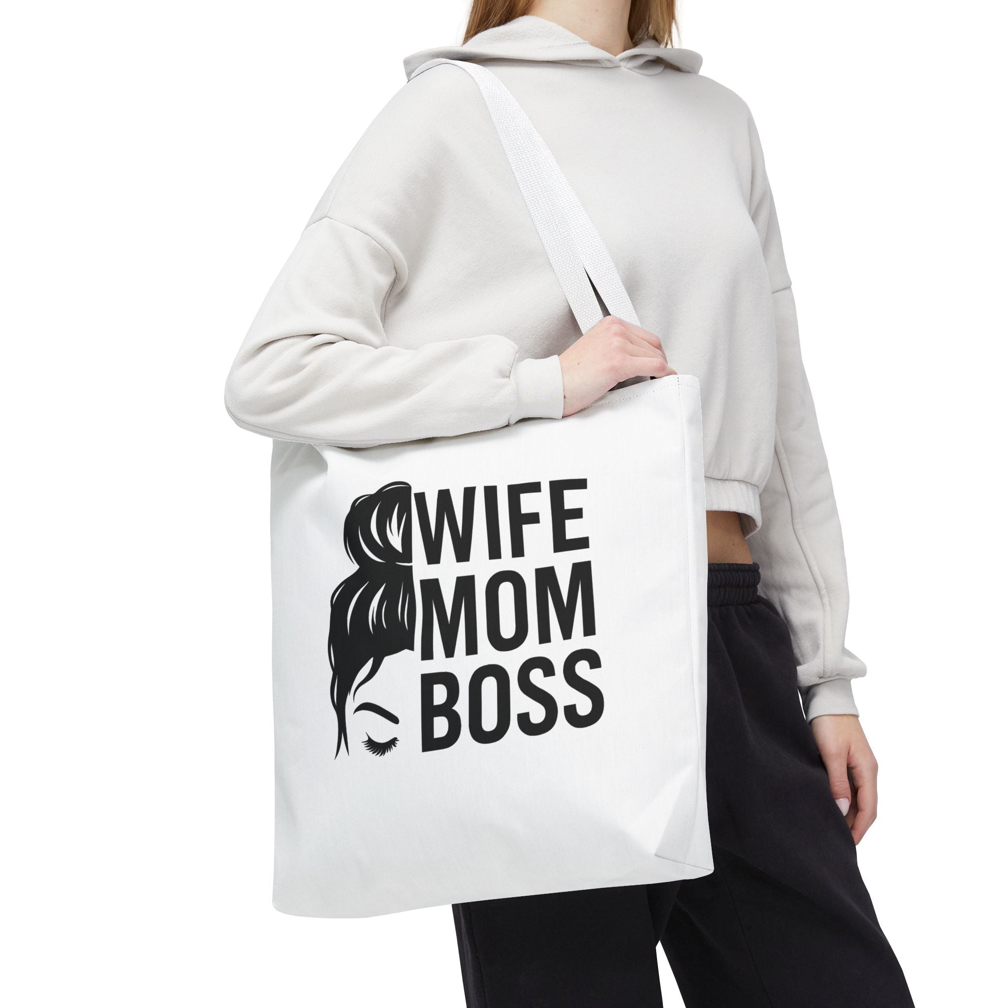 Wife Mom Boss Tote Bag - Chic, Durable Tote for Moms, Stylish Carry-All, Gift for Mother's Day, Work, and Everyday Use