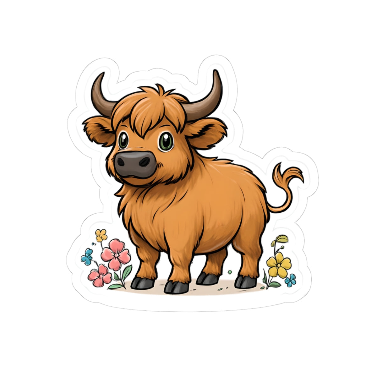 Cute Highland Cow Kiss-Cut Stickers for Laptop, Water Bottle, Scrapbooking, Gifts, Animal Lover Decor