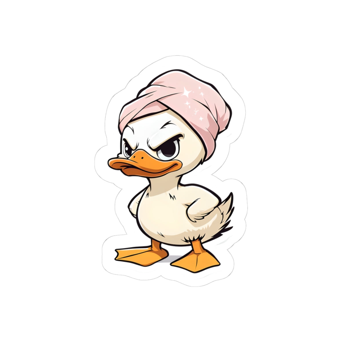 Funny Duck with Headband Kiss-Cut Stickers - Quirky Laptop & Water Bottle Decal