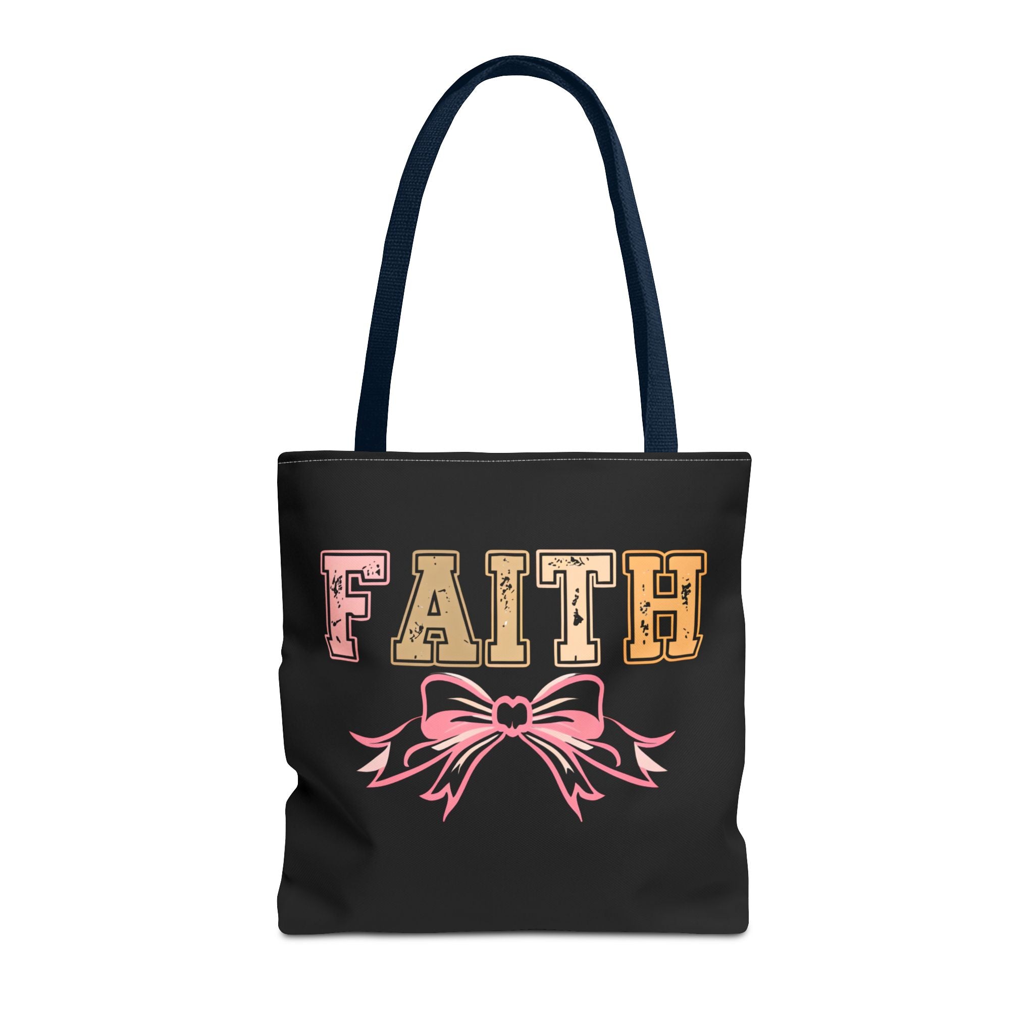 Faith Tote Bag with Bow Design, Inspirational Gift for Her, Everyday Shopping Bag, Faith-Based Gift, Religious Tote, Faith Quote Bag