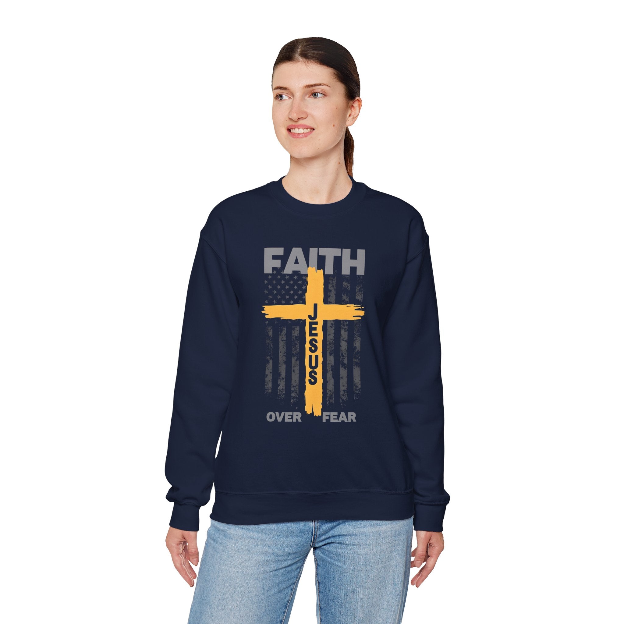 Faith Over Fear Crewneck Sweatshirt, Inspirational Christian Apparel, Unisex Sweatshirt, Religious Gift, Cozy Faith-Based Clothing