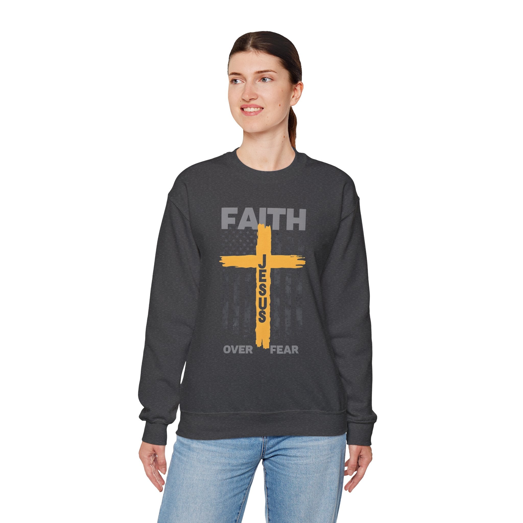 Faith Over Fear Crewneck Sweatshirt, Inspirational Christian Apparel, Unisex Sweatshirt, Religious Gift, Cozy Faith-Based Clothing