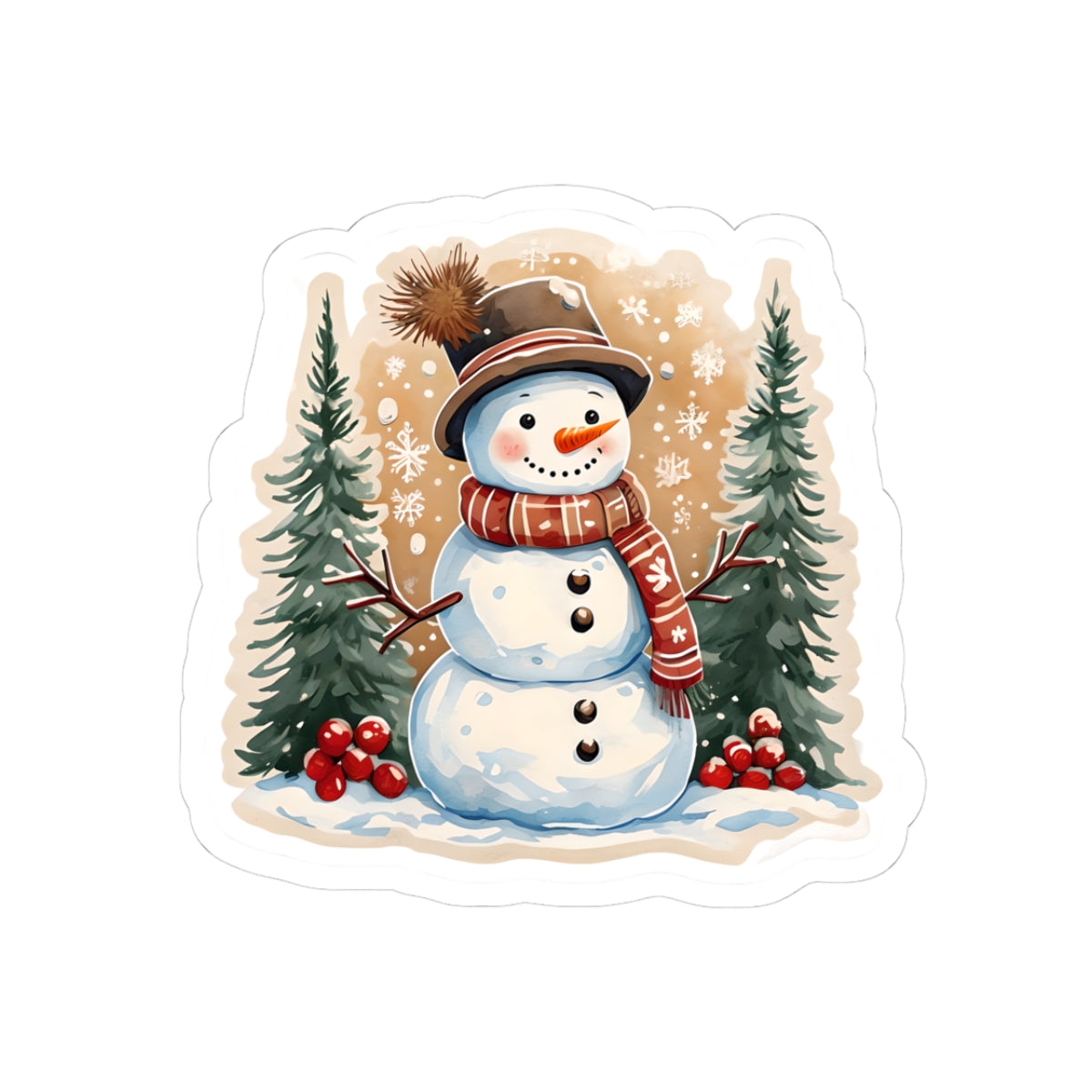 Cute Snowman Kiss-Cut Stickers, Winter Decor, Holiday Gift, Laptop Accessories, Snowman Decor, Christmas Stickers