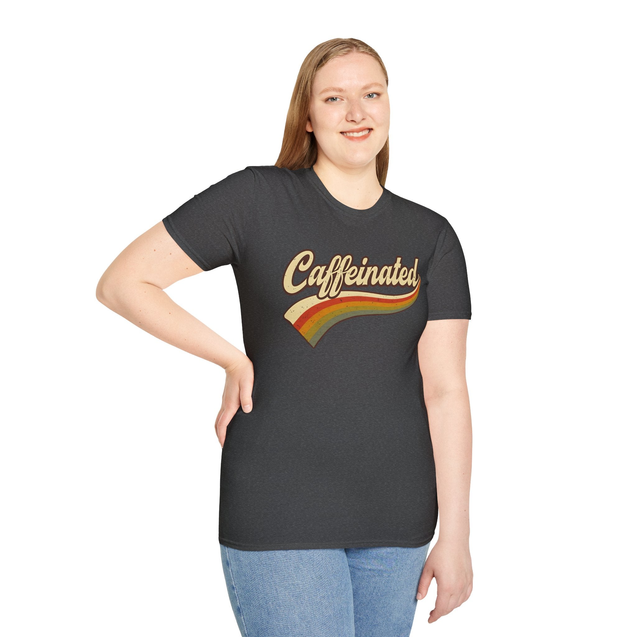 Caffeinated Retro Unisex Softstyle T-Shirt