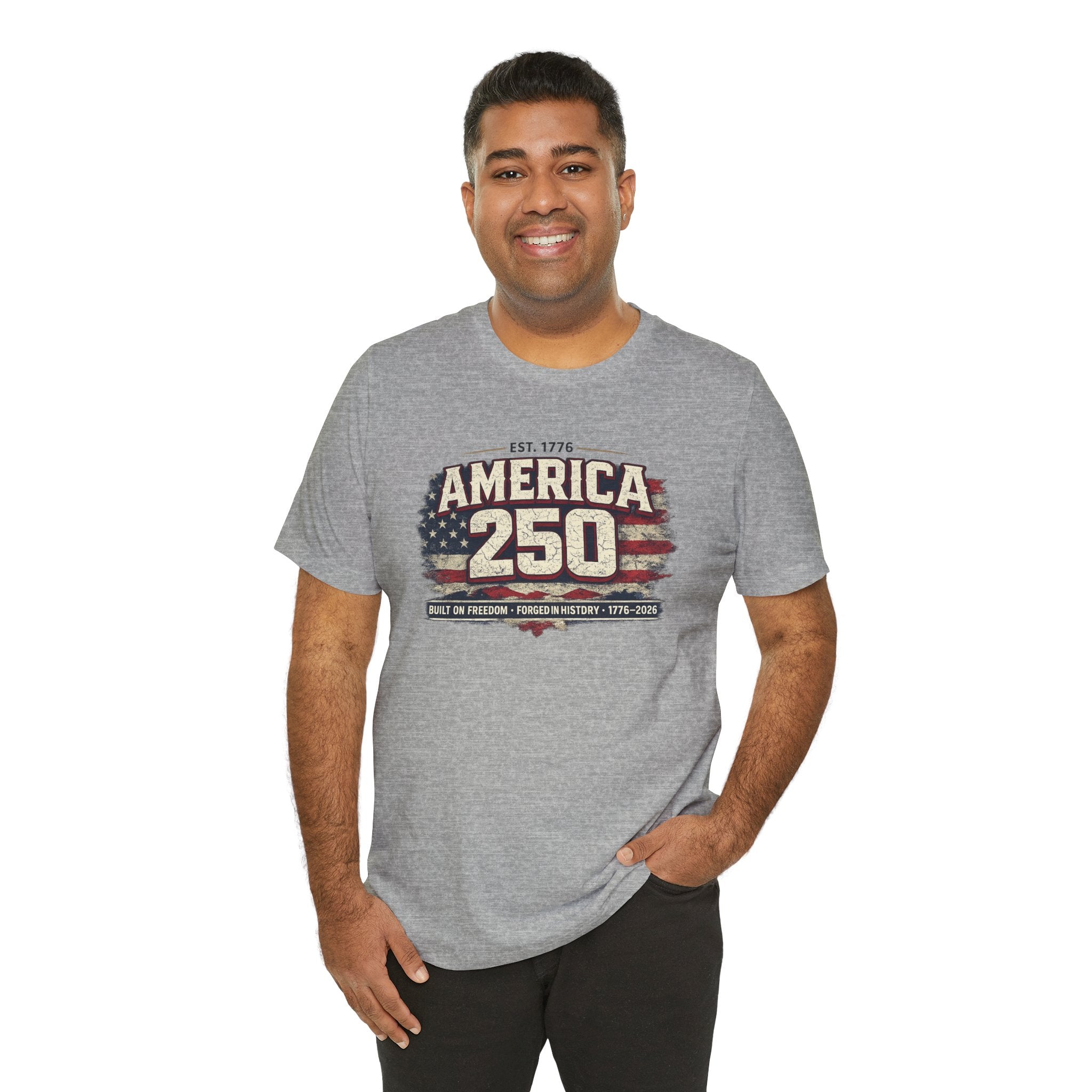 America 250 T-Shirt — Vintage Flag Patriotic 1776-2026 Anniversary Tee