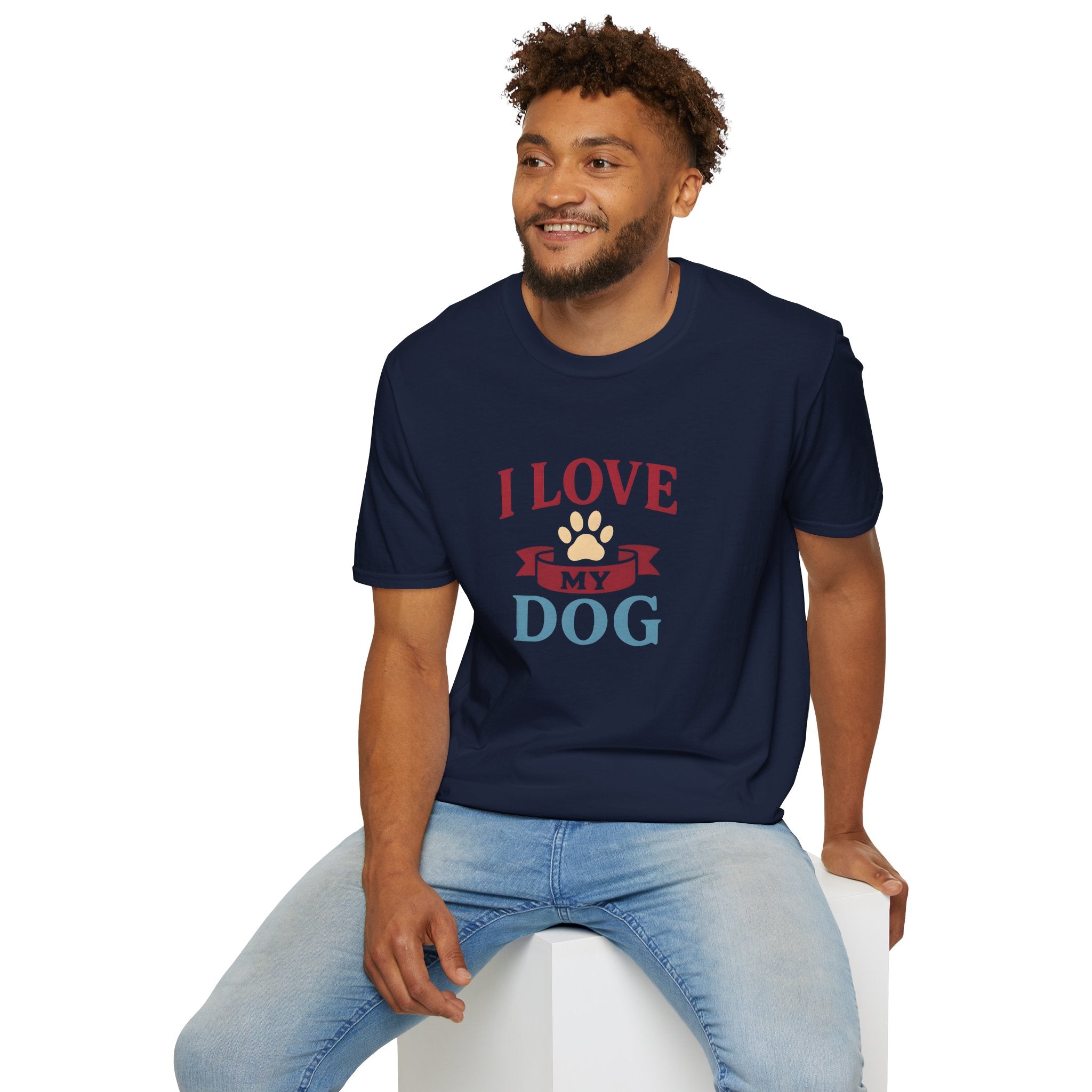 I Love My Dog Unisex Softstyle T-Shirt, Dog Lover Gift, Pet Owner Tee, Dog Mom/Dad Shirt, Casual Wear, Birthday Gift