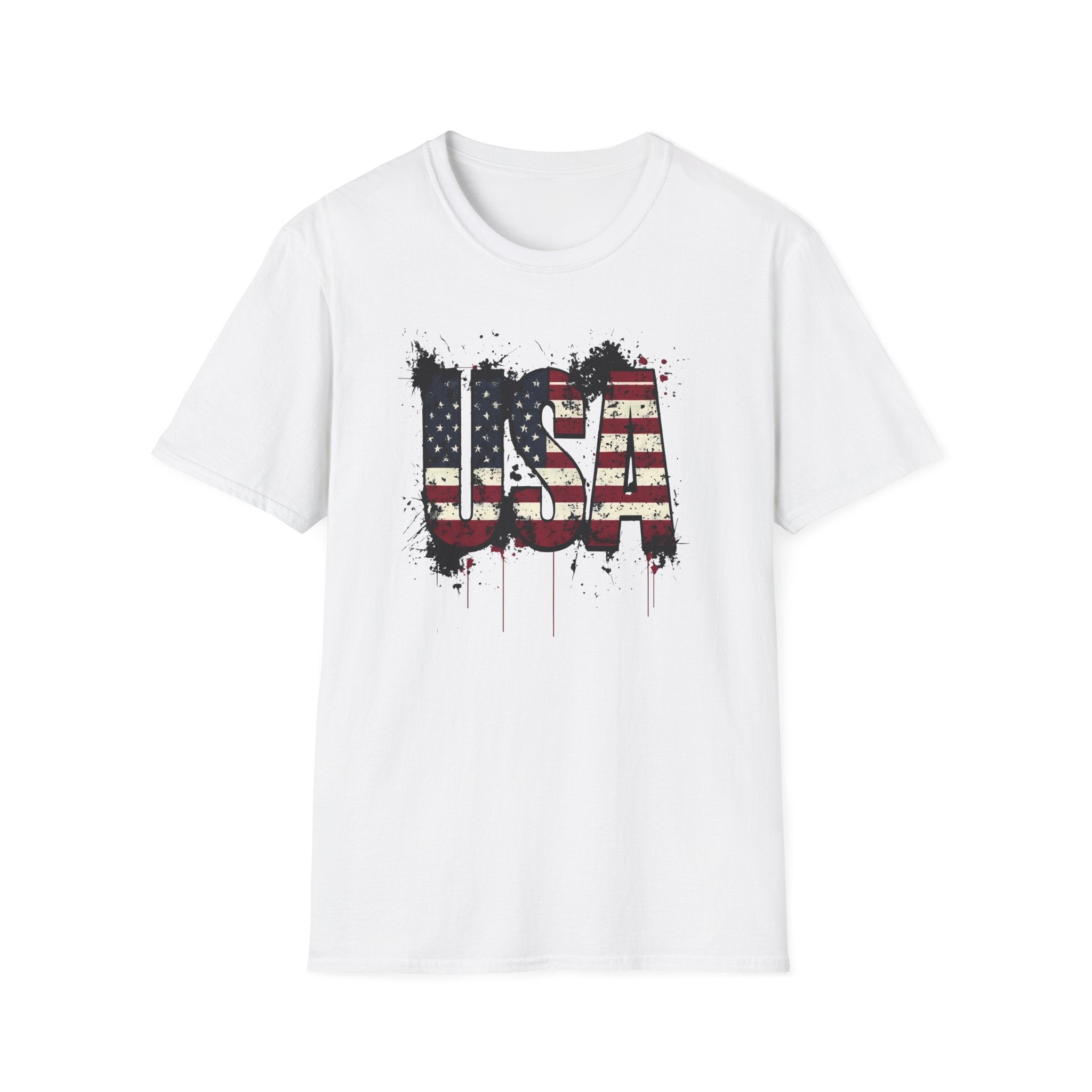 USA Flag Grunge T-Shirt — Distressed American Flag Graphic Tee for 4th of July