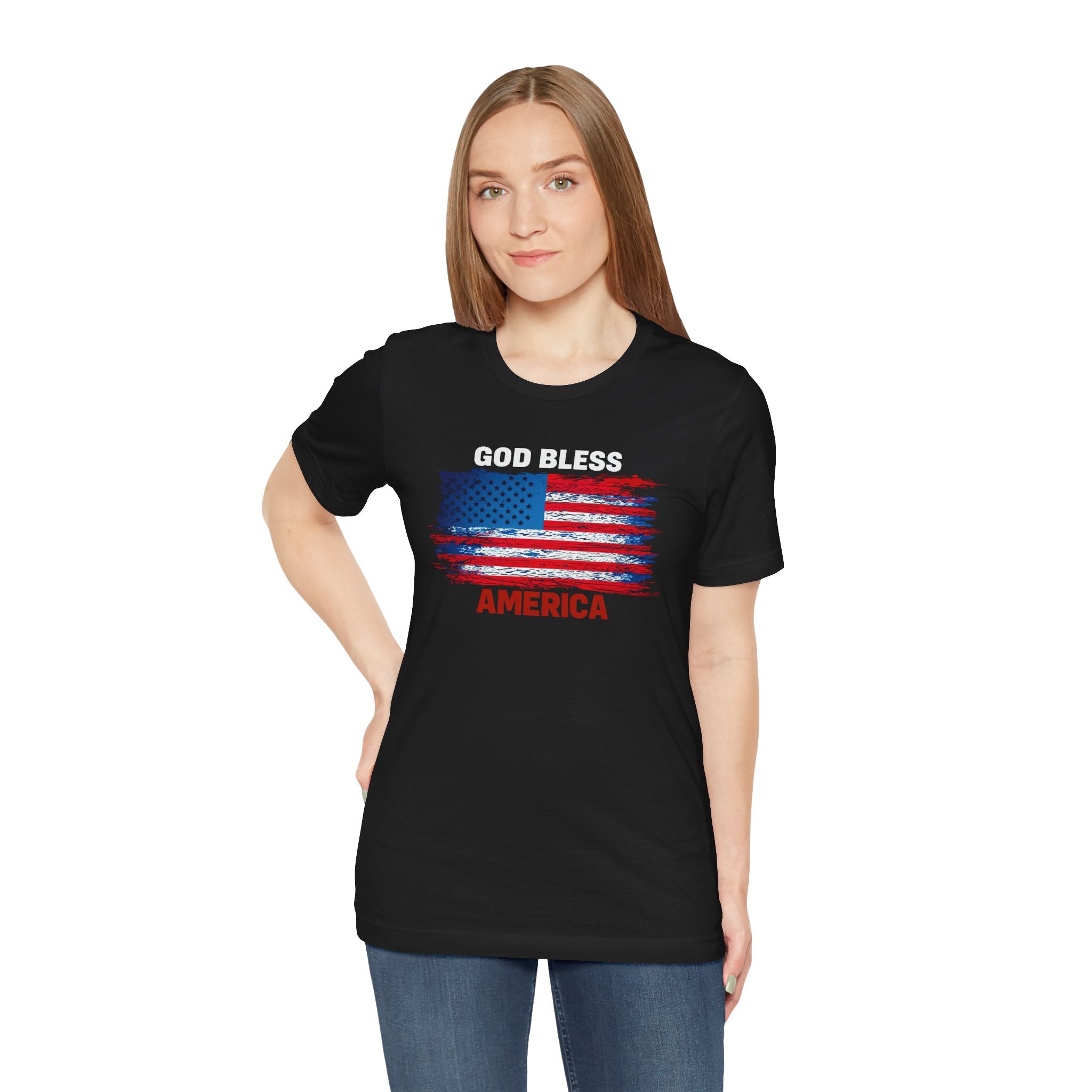 God Bless America T-Shirt - Distressed Flag Patriotic Tee for 4th of July
