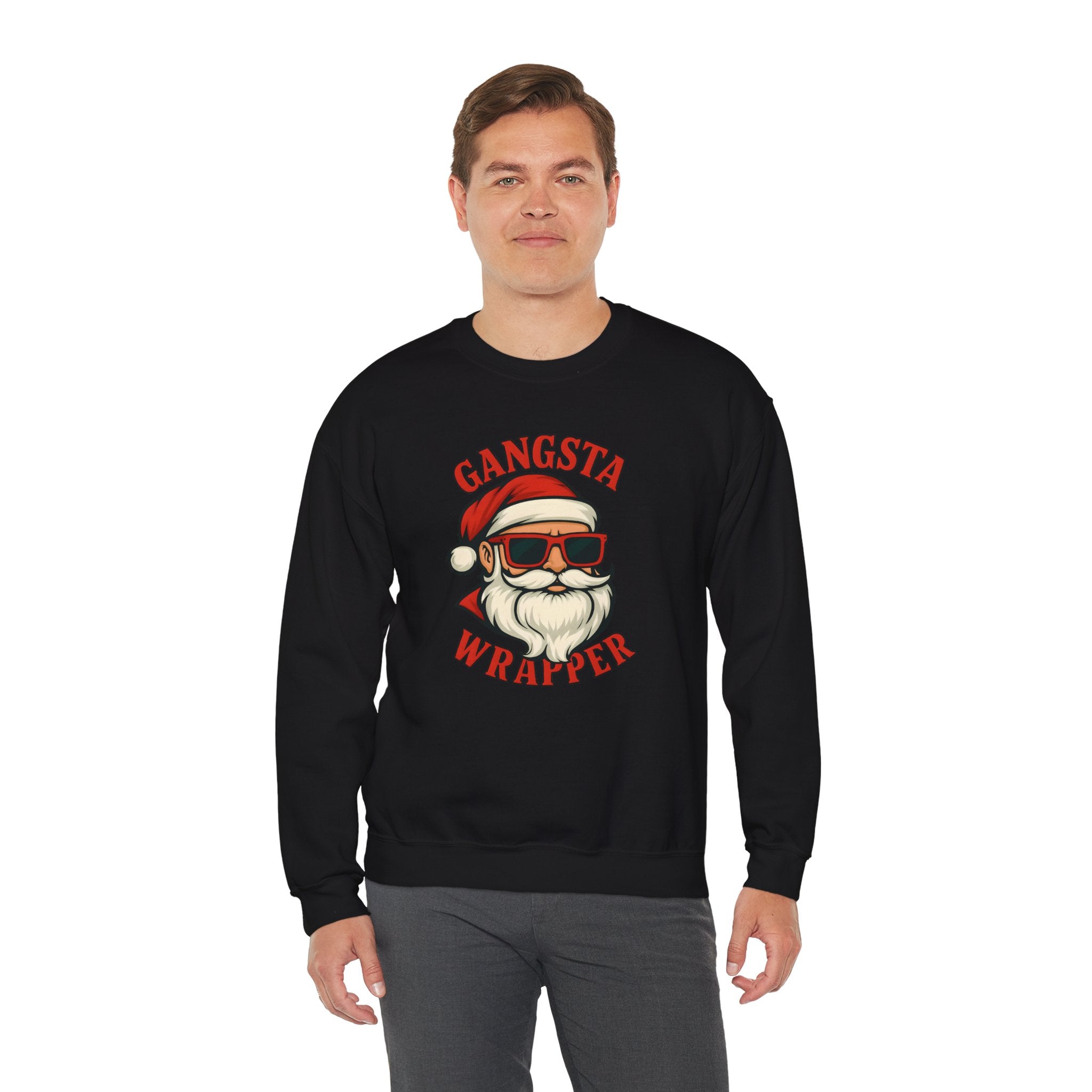 Gangsta Wrapper Crewneck Sweatshirt – Funny Christmas Apparel for Holiday Cheer