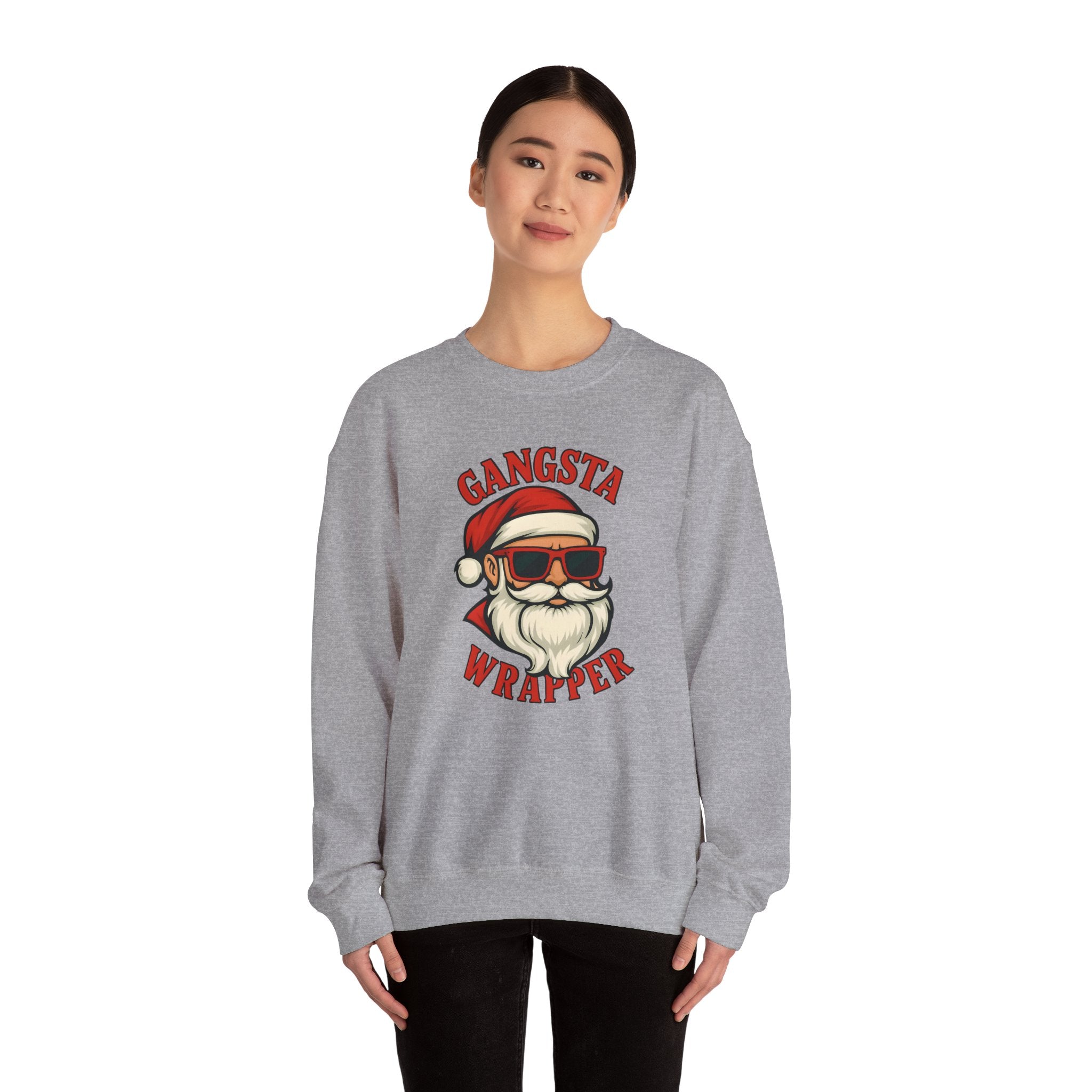 Gangsta Wrapper Crewneck Sweatshirt – Funny Christmas Apparel for Holiday Cheer