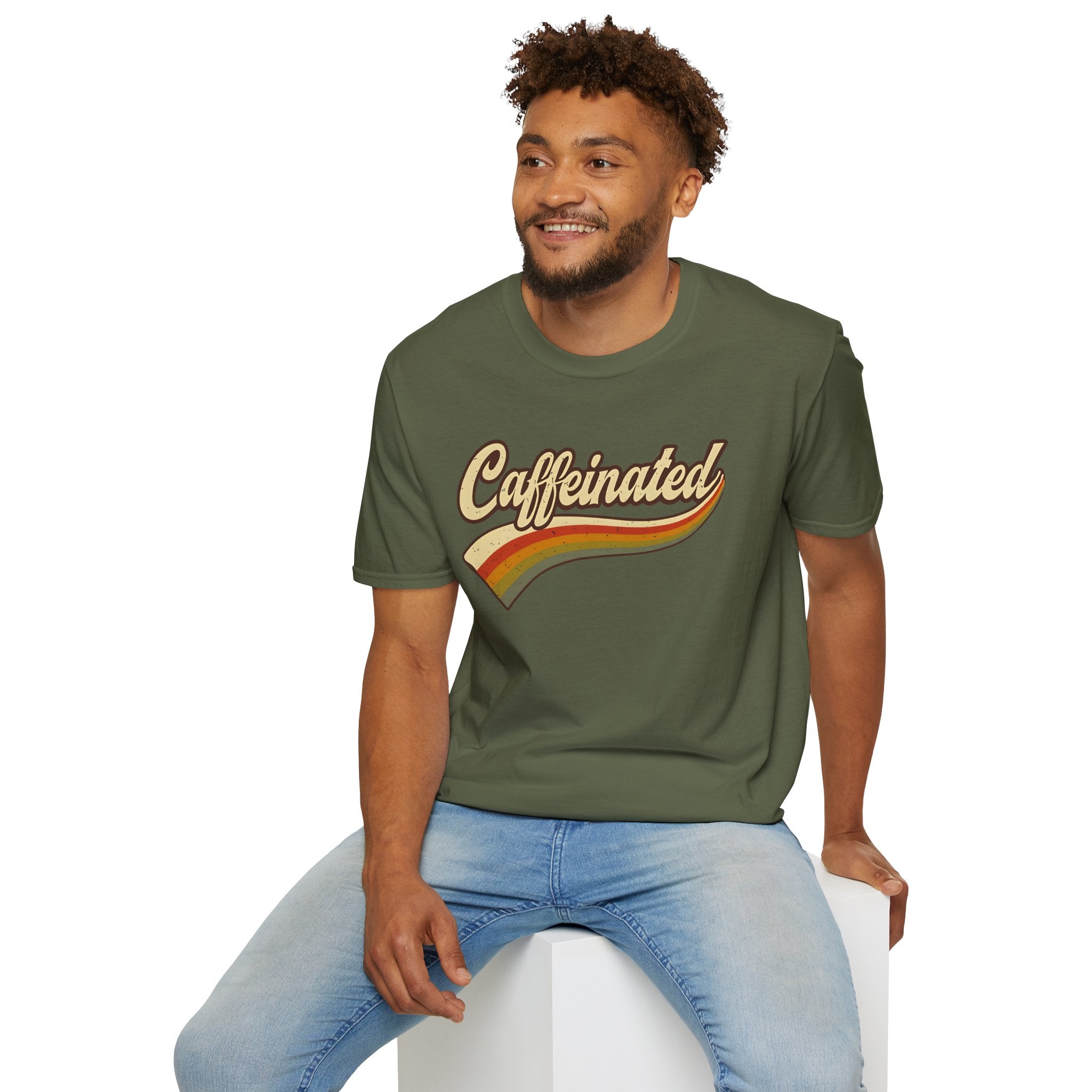 Caffeinated Retro Unisex Softstyle T-Shirt