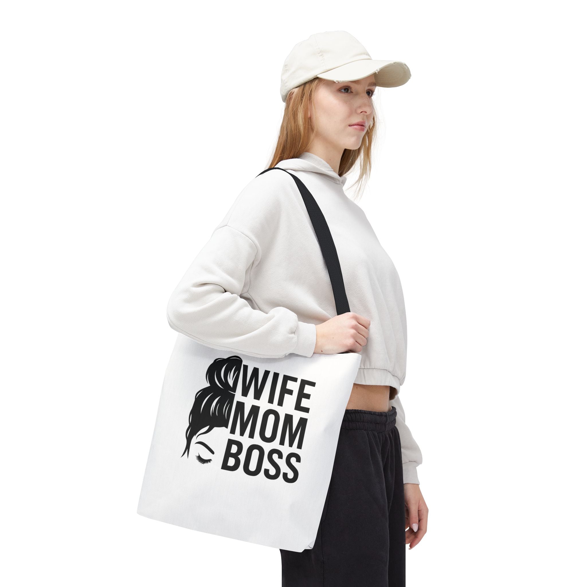 Wife Mom Boss Tote Bag - Chic, Durable Tote for Moms, Stylish Carry-All, Gift for Mother's Day, Work, and Everyday Use