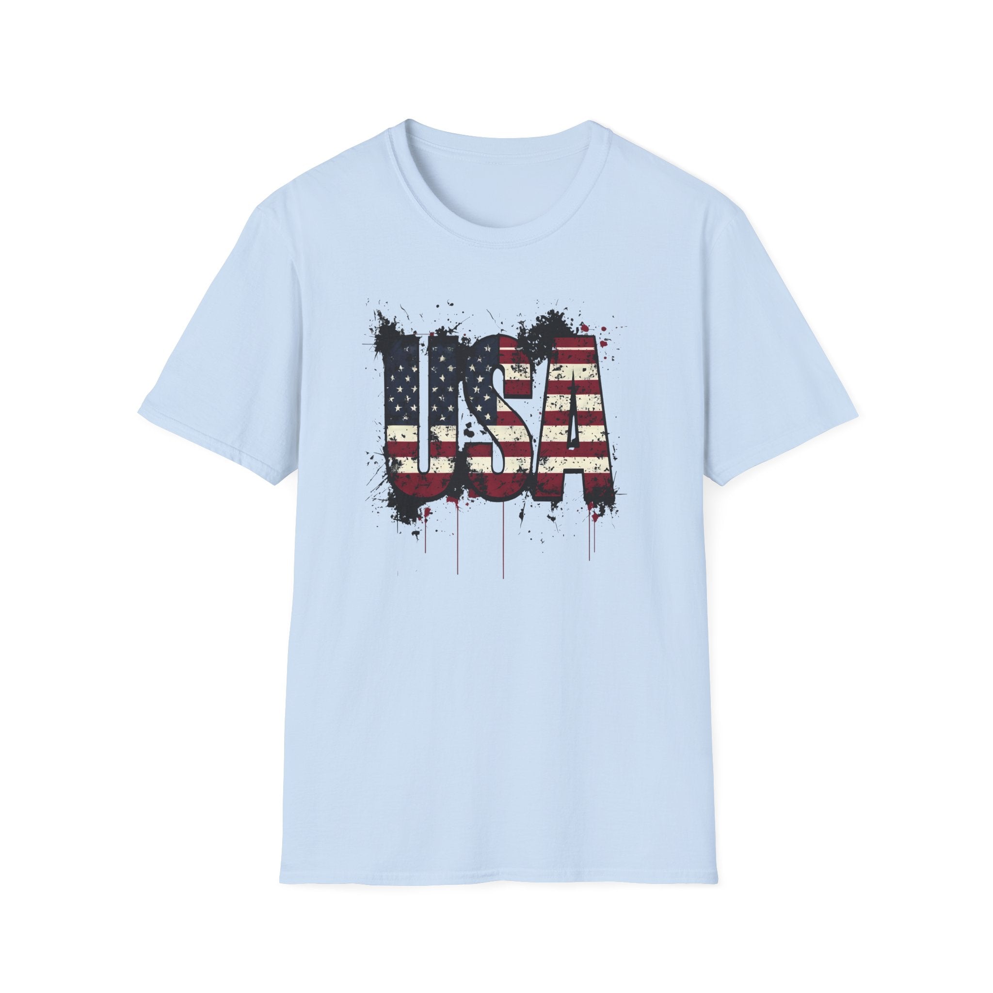 USA Flag Grunge T-Shirt — Distressed American Flag Graphic Tee for 4th of July