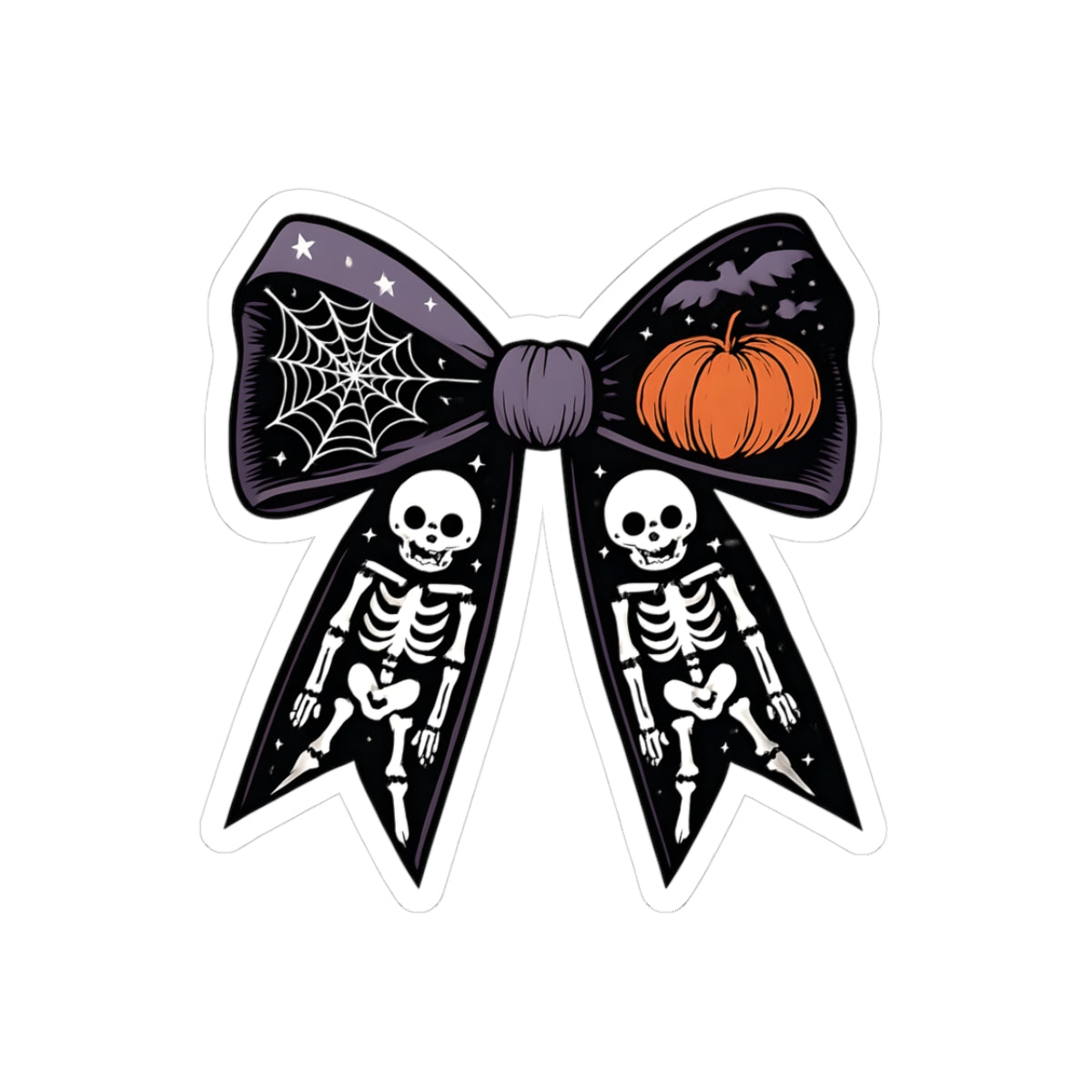 Spooky Skeleton Bow Stickers - Halloween Decor, Laptop Decals, Crafting Supplies, Gift Tags, Trick or Treat Fun