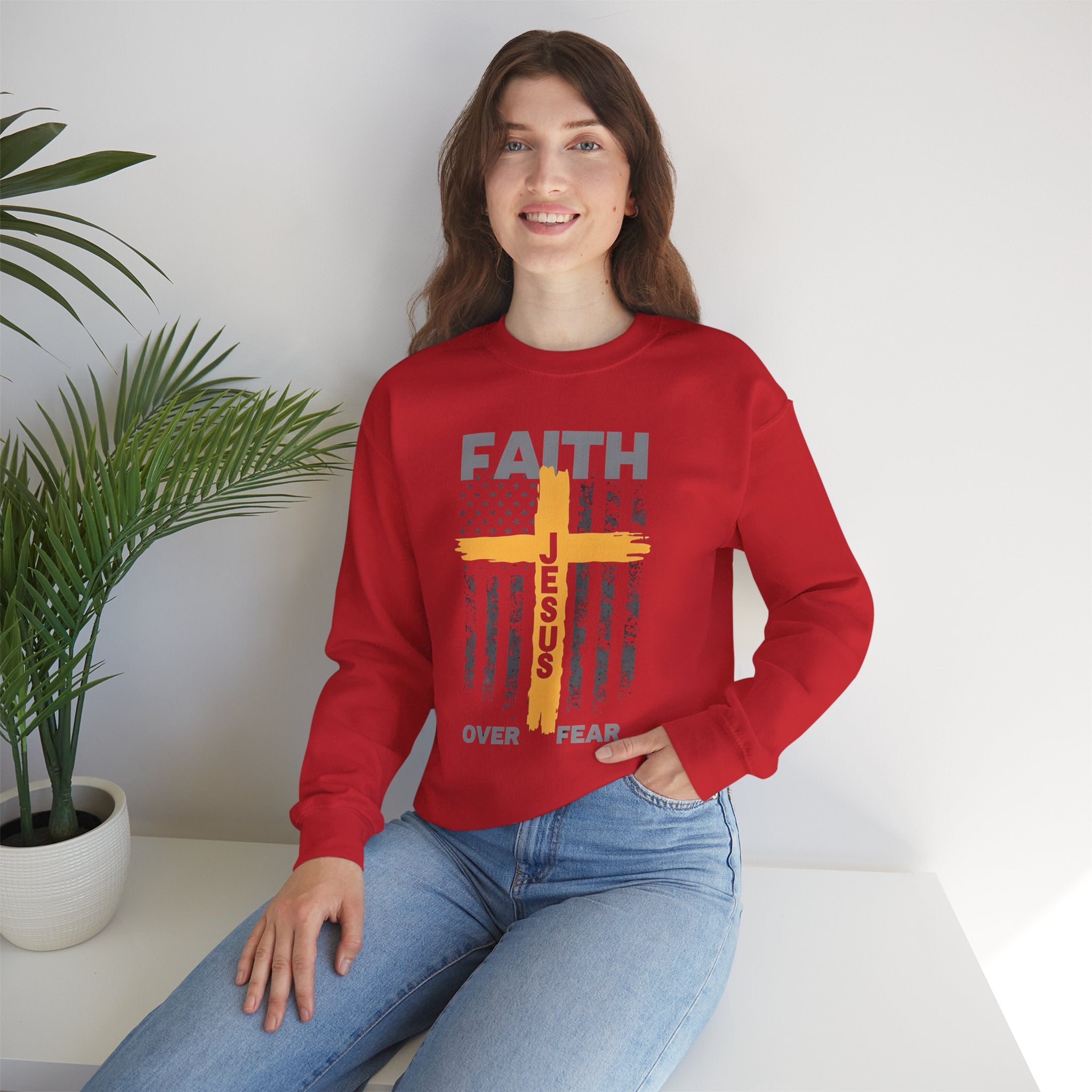 Faith Over Fear Crewneck Sweatshirt, Inspirational Christian Apparel, Unisex Sweatshirt, Religious Gift, Cozy Faith-Based Clothing