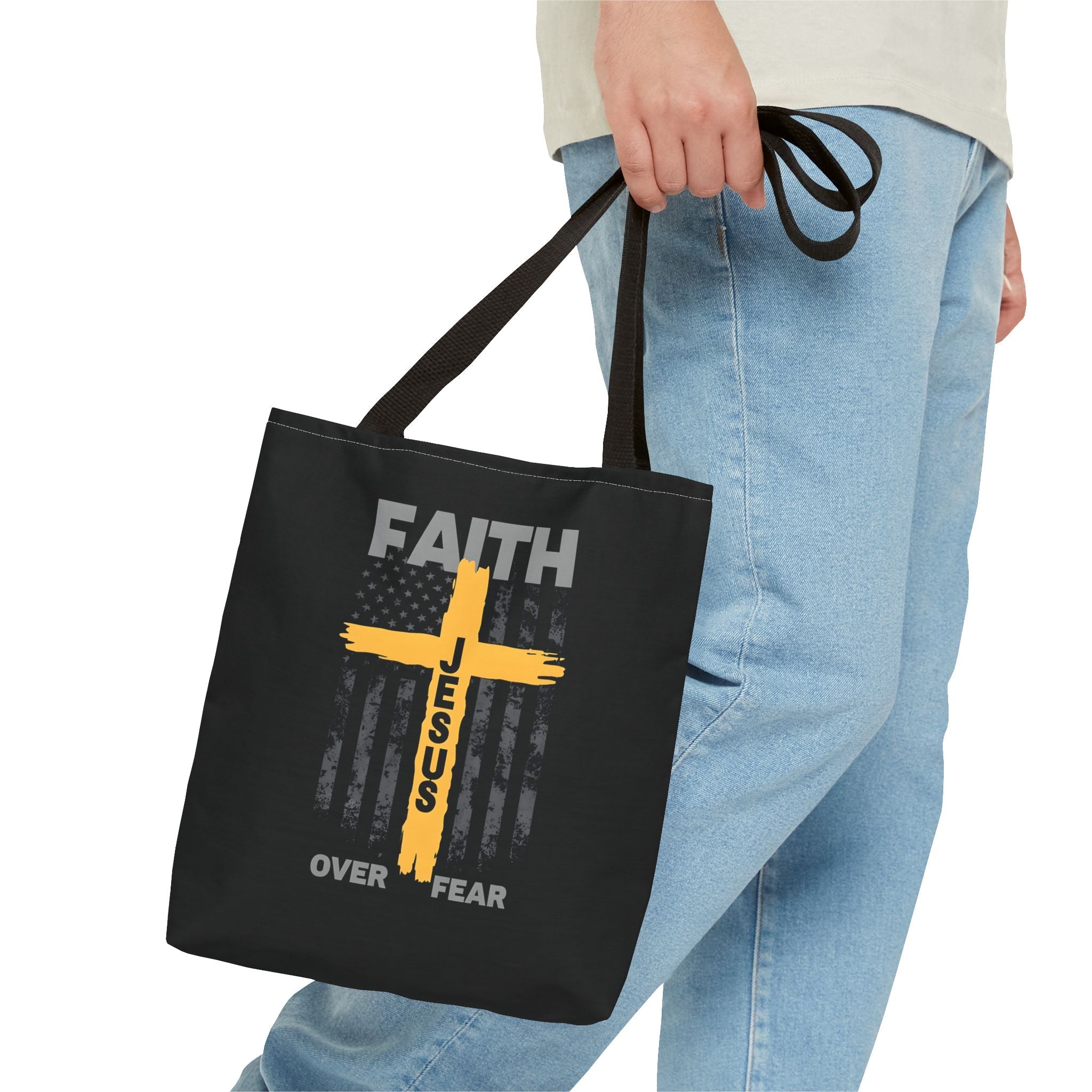 Faith Over Fear Tote Bag, Inspirational Bag, Bible Quote Tote, Christian Gift, Church Accessory, Motivational Bag