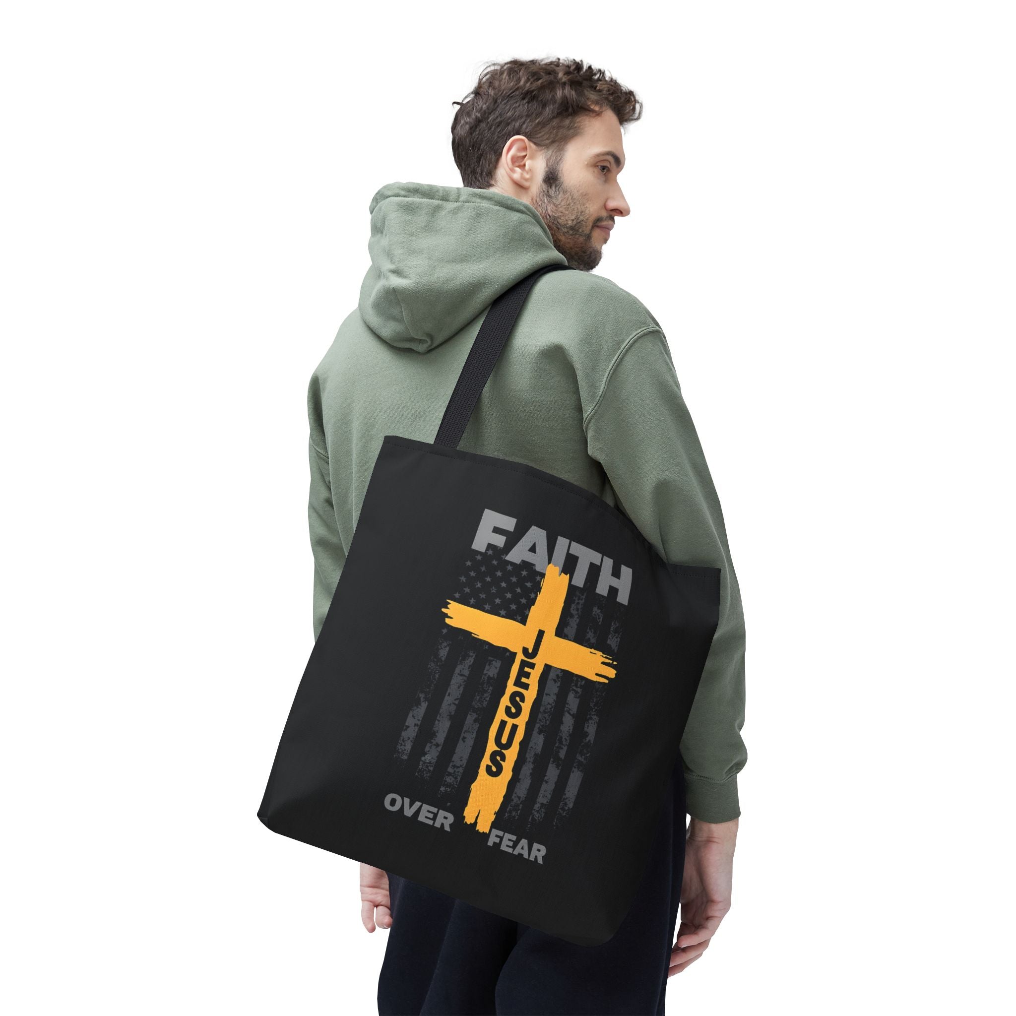 Faith Over Fear Tote Bag, Inspirational Bag, Bible Quote Tote, Christian Gift, Church Accessory, Motivational Bag