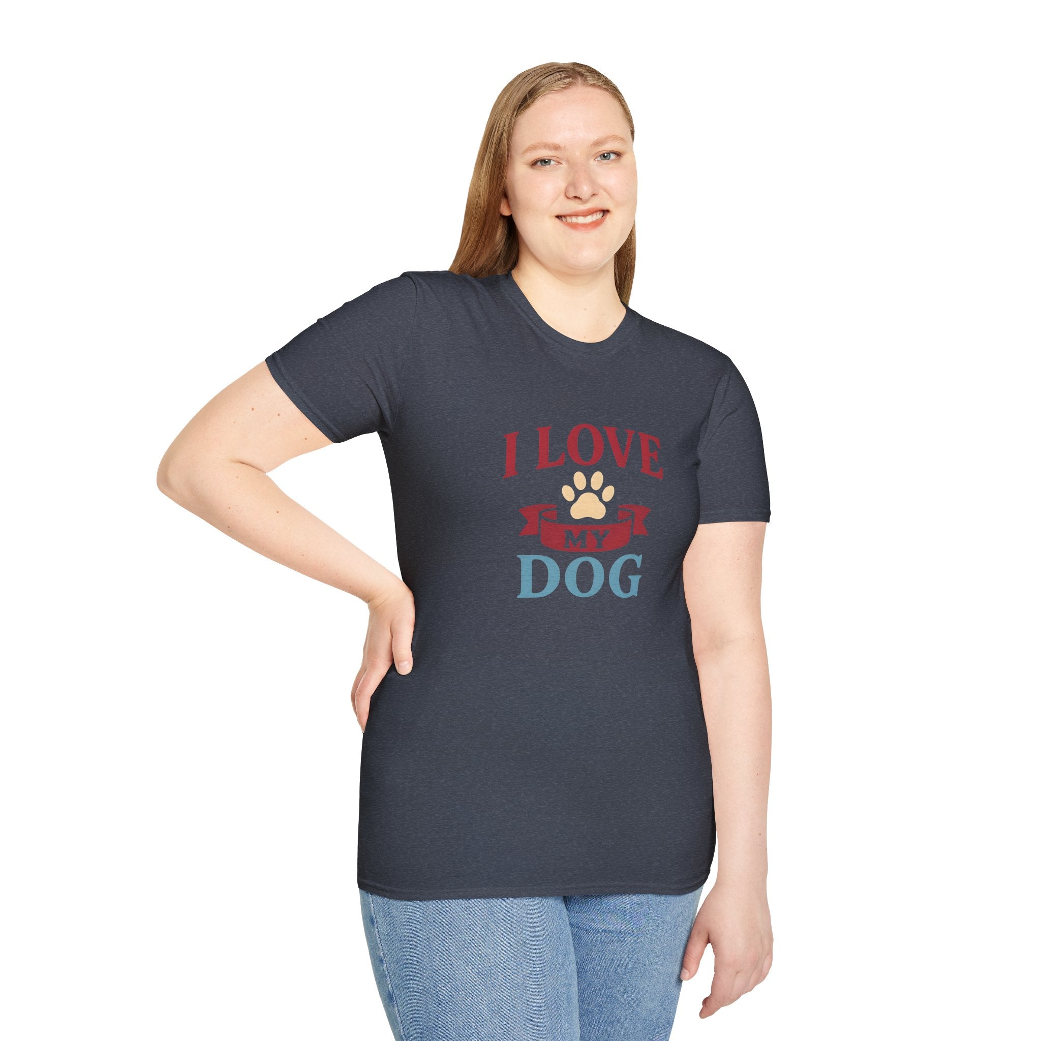 I Love My Dog Unisex Softstyle T-Shirt, Dog Lover Gift, Pet Owner Tee, Dog Mom/Dad Shirt, Casual Wear, Birthday Gift