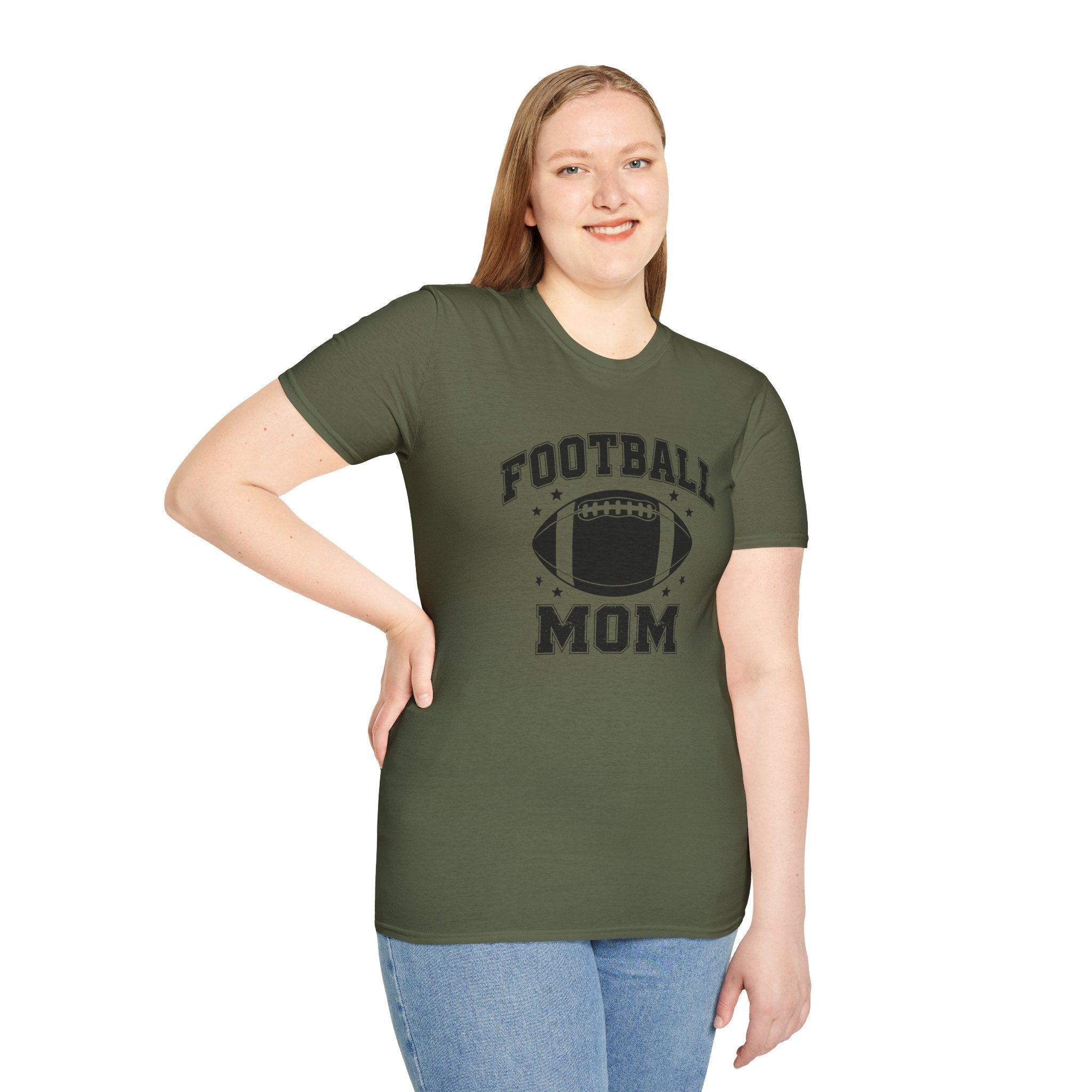 Football Mom Unisex Softstyle T-Shirt, Perfect Gift for Sports Moms, Game Day Tee, Team Spirit Shirt, Gift for Football Lovers