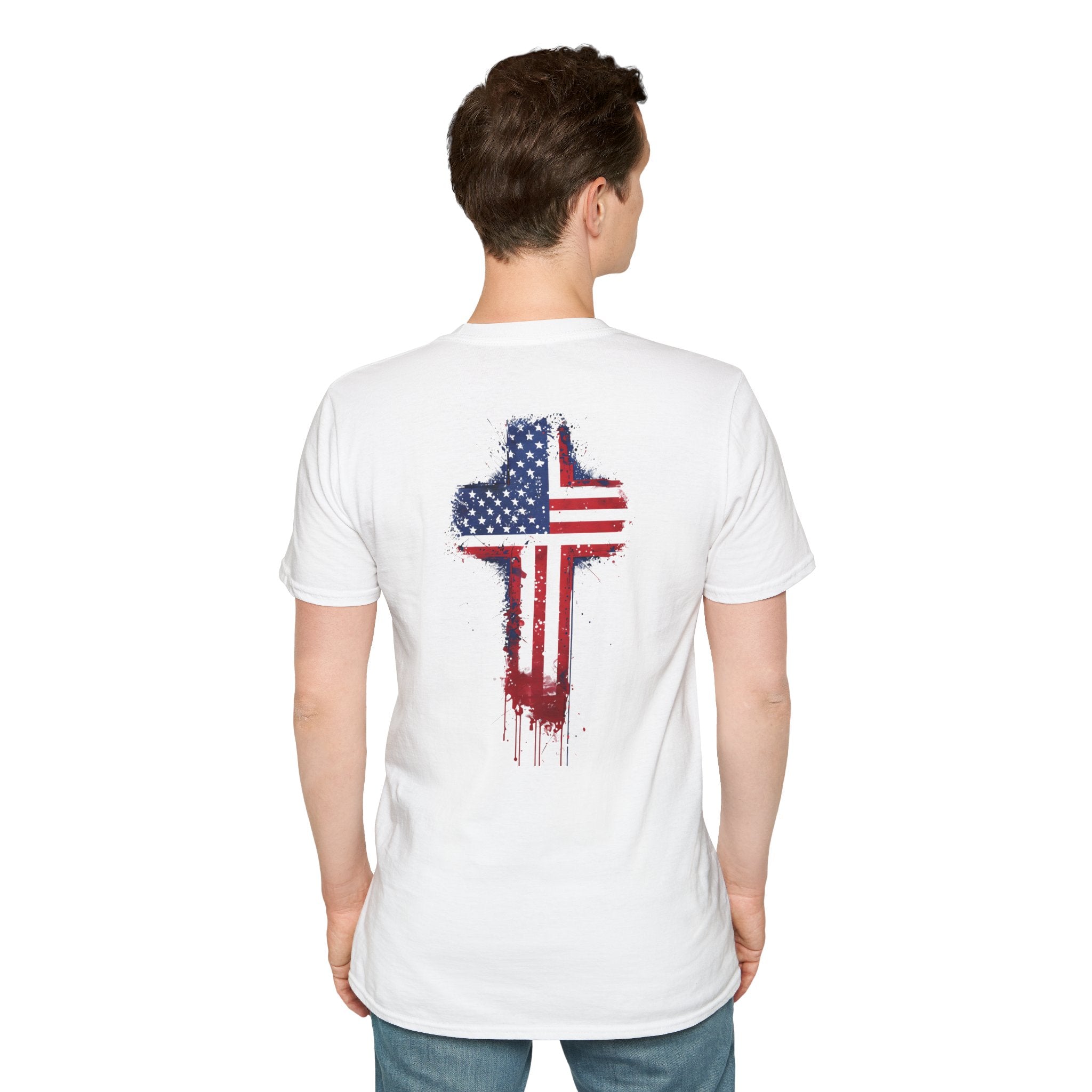 Freedom Cross T-Shirt — American Flag Distressed Cross Graphic Tee