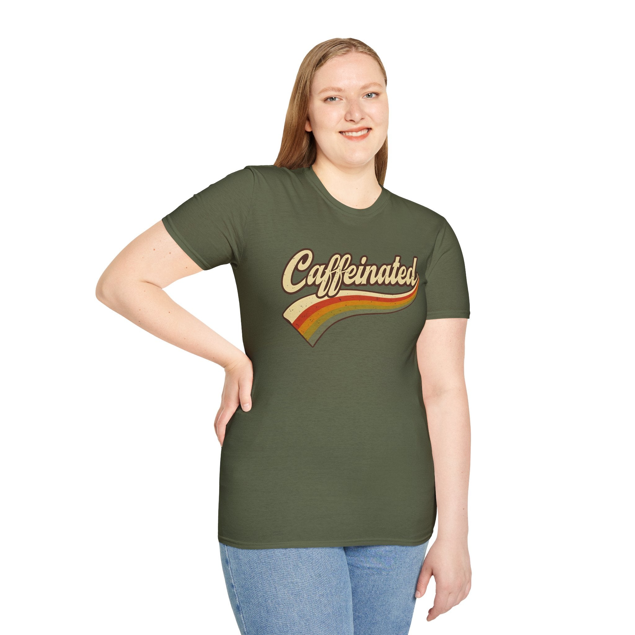 Caffeinated Retro Unisex Softstyle T-Shirt