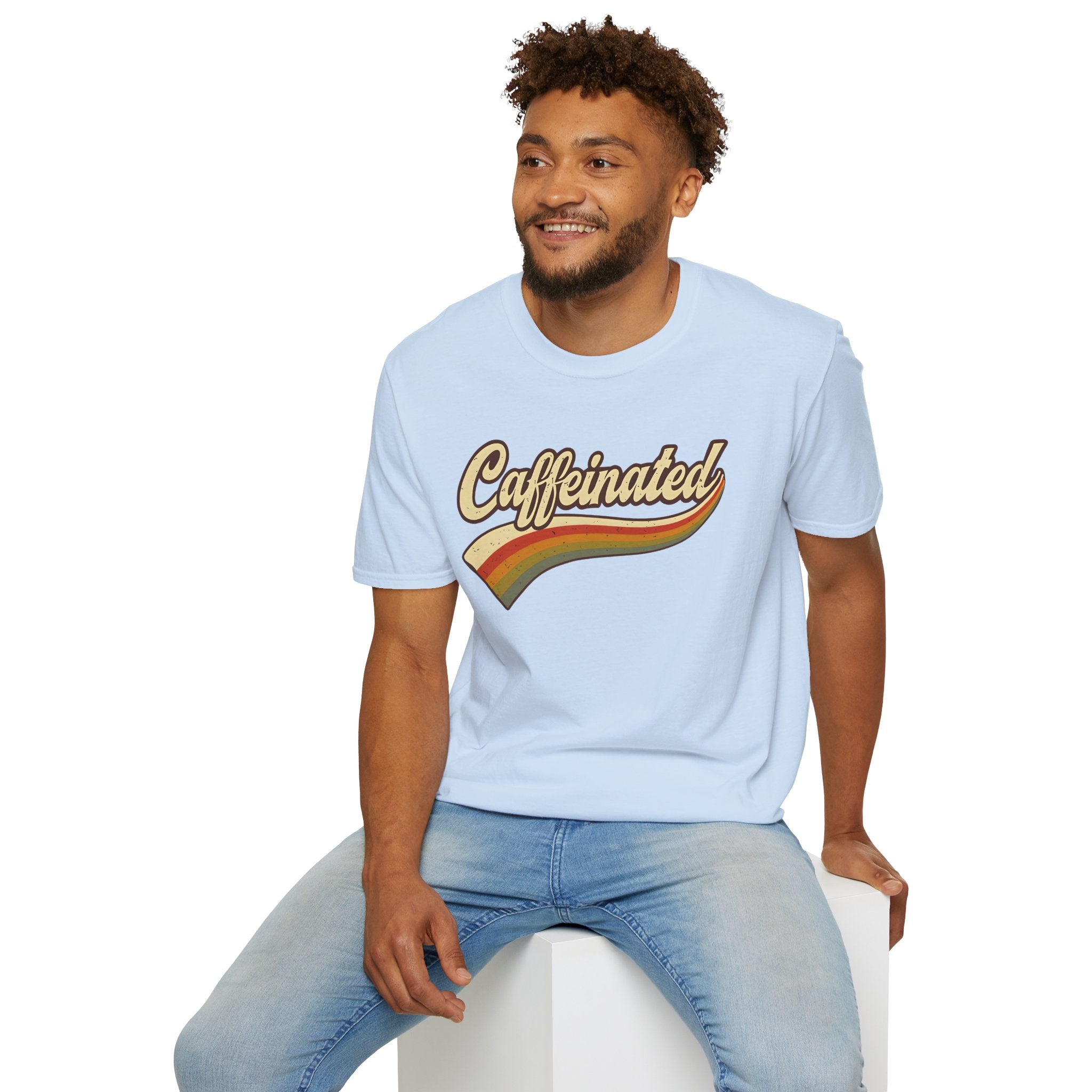 Caffeinated Retro Unisex Softstyle T-Shirt