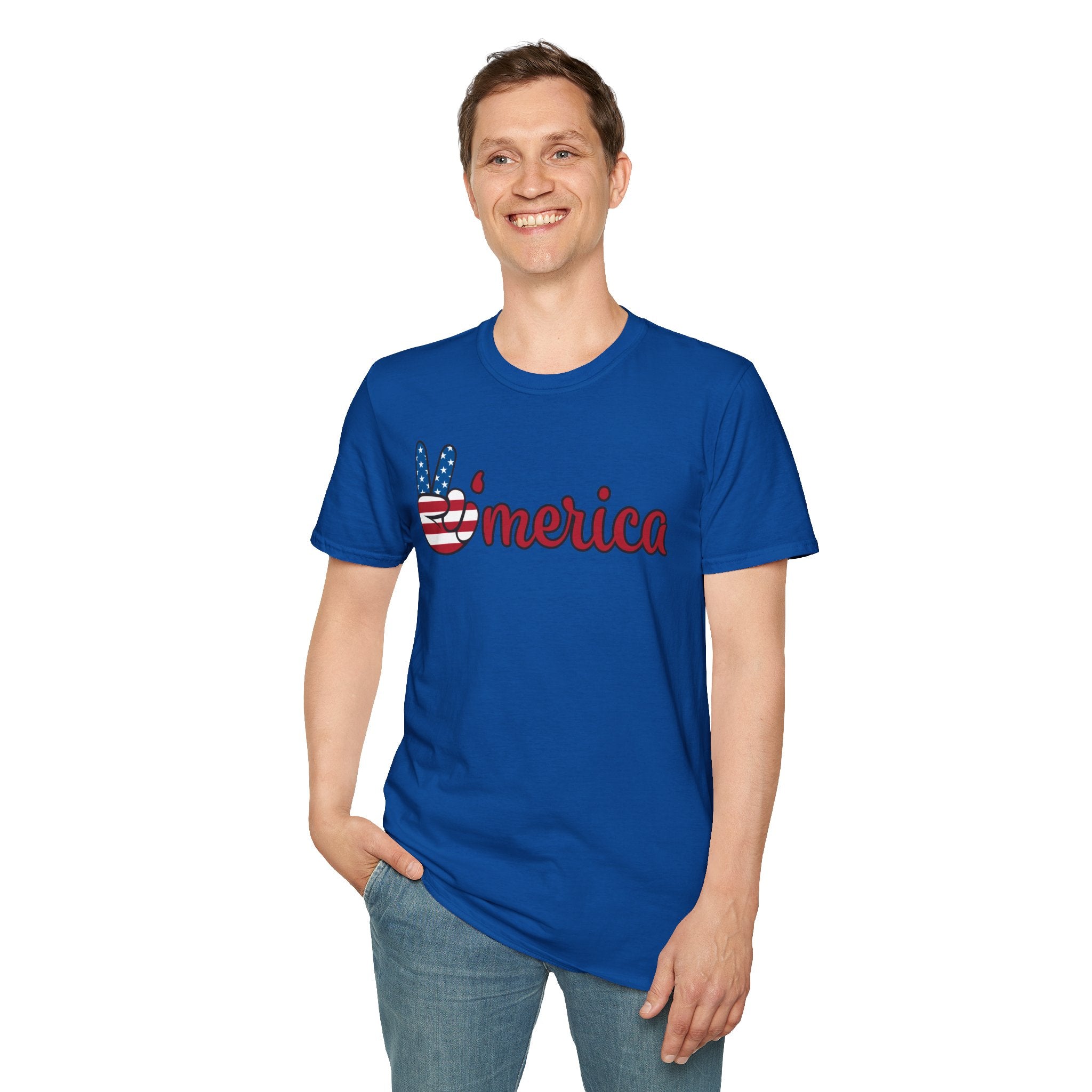 Patriotic Peace T-Shirt for Unisex, Casual Wear, Independence Day Gift, Summer Style, Comfortable Tee