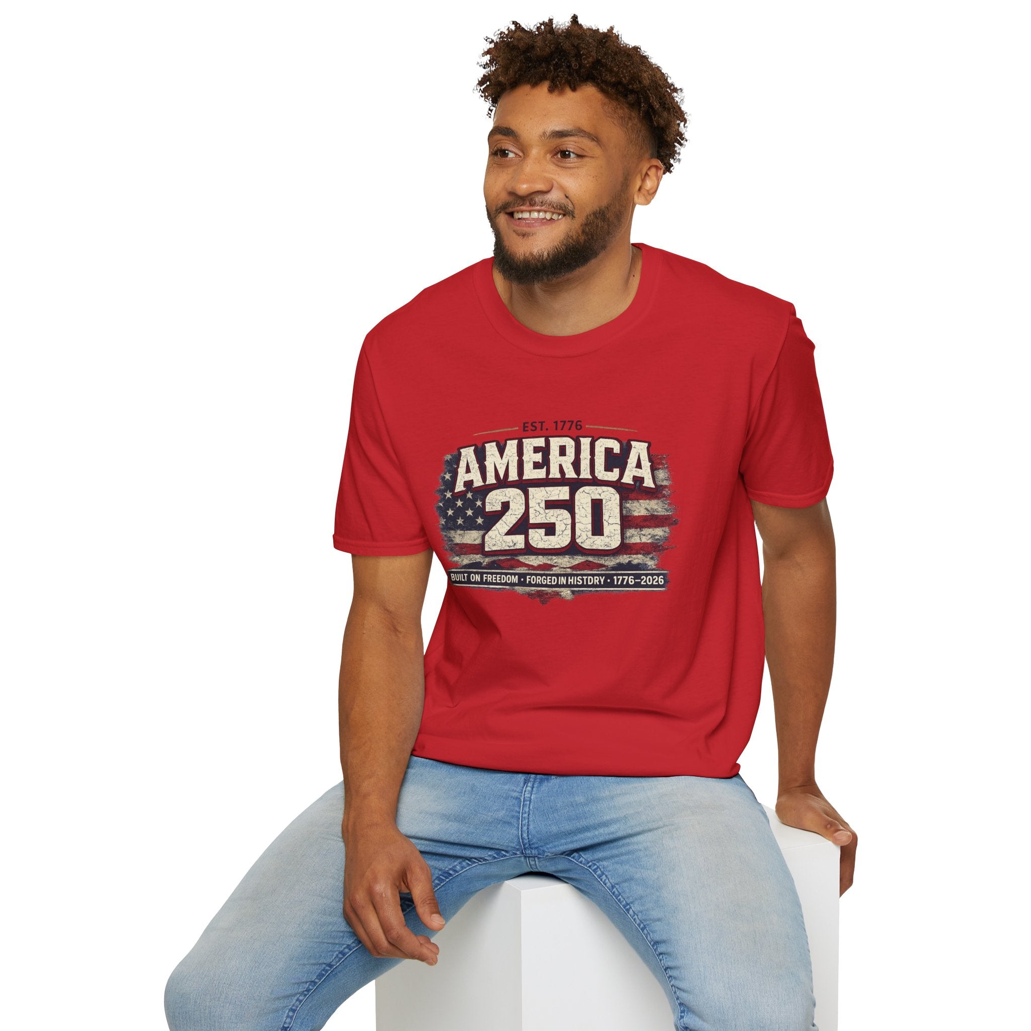 America 250 Vintage Flag T-Shirt — 1776–2026 Patriotic Independence Tee