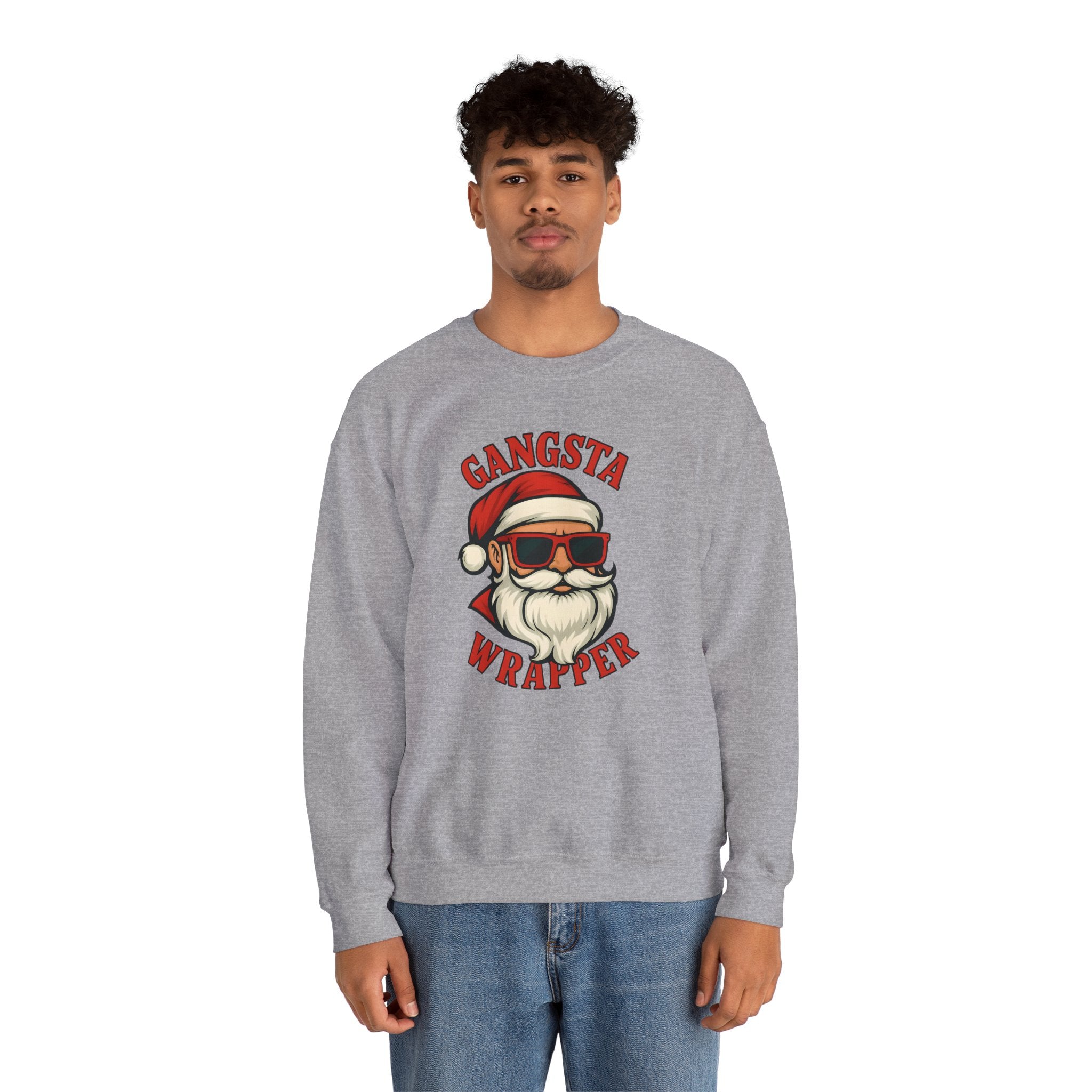 Gangsta Wrapper Crewneck Sweatshirt – Funny Christmas Apparel for Holiday Cheer