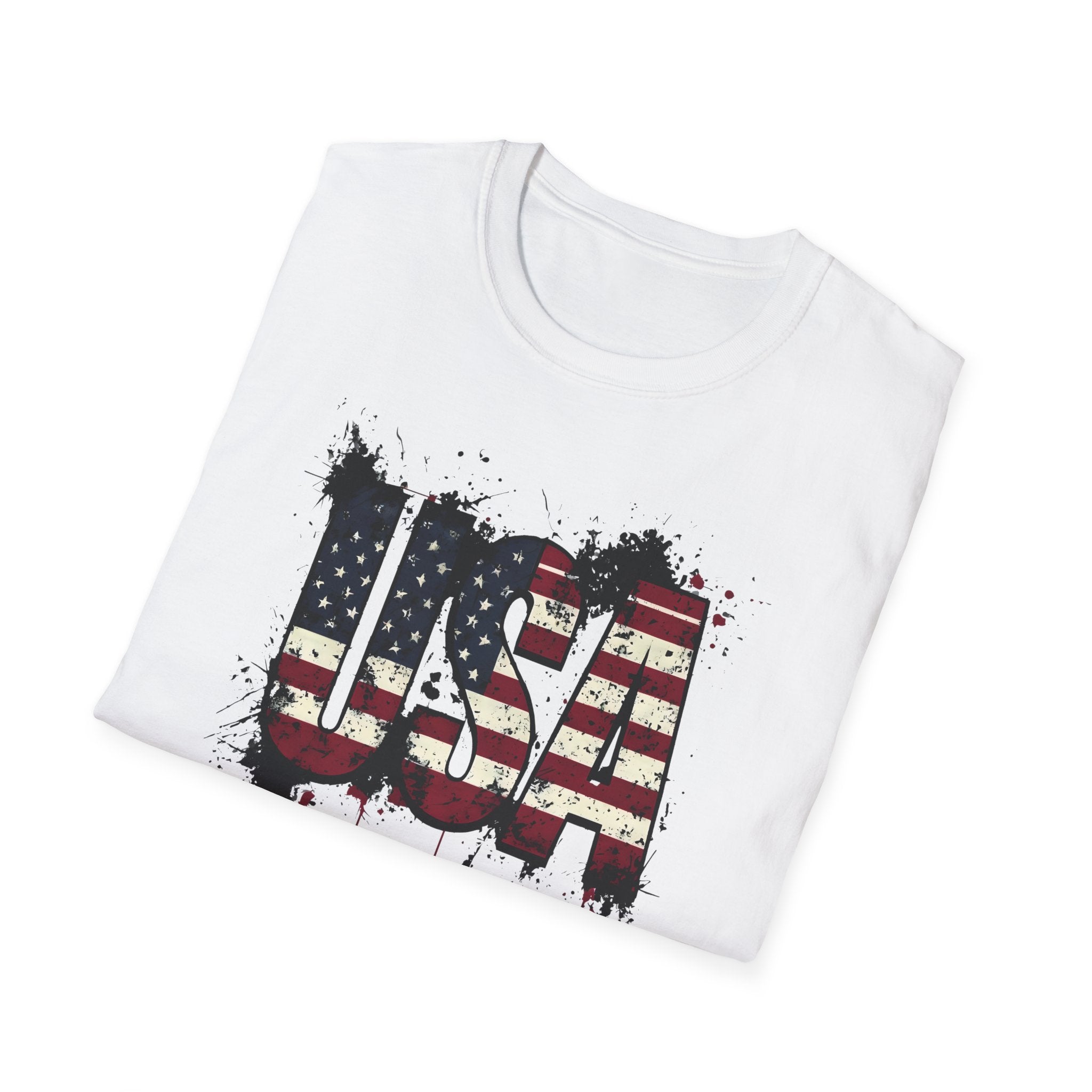 USA Flag Grunge T-Shirt — Distressed American Flag Graphic Tee for 4th of July