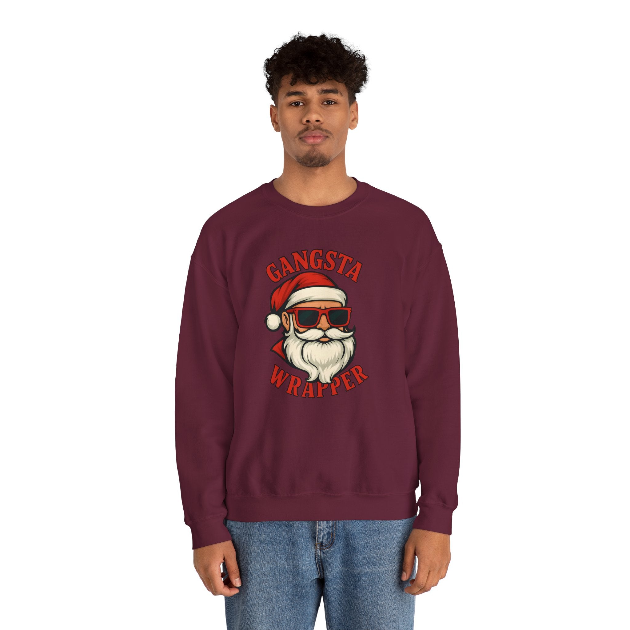 Gangsta Wrapper Crewneck Sweatshirt – Funny Christmas Apparel for Holiday Cheer