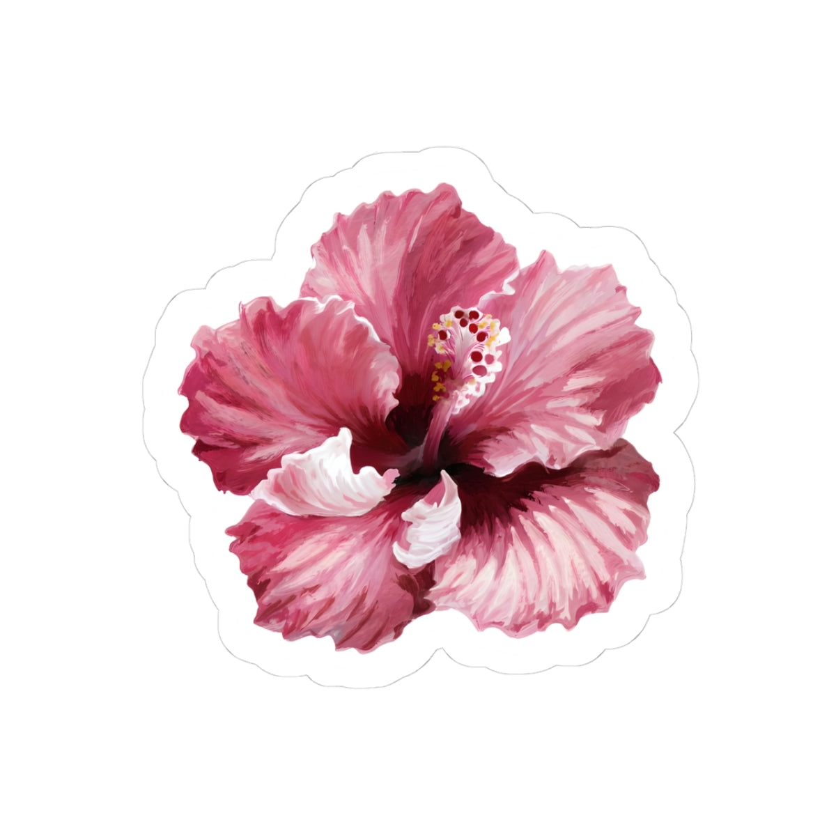 Vibrant Floral Kiss-Cut Stickers | Hibiscus Design, Laptop Decor, Journal Stickers, Flower Aesthetic, Gift for Plant Lovers