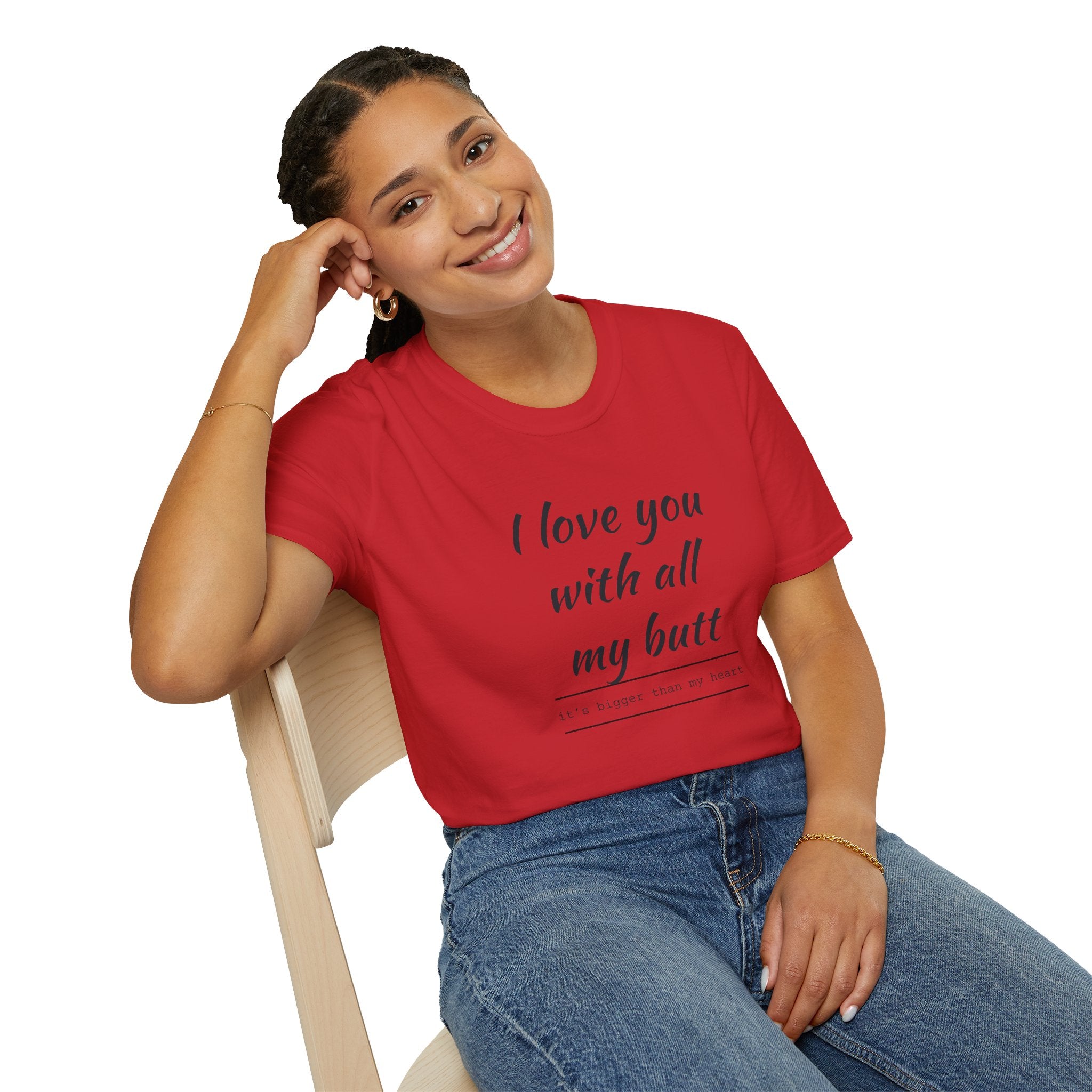 Love You with All My Butt Unisex T-Shirt, Funny Gift for Partner, Cute Couple Tee, Relationship Humor Shirt, Casual Wear