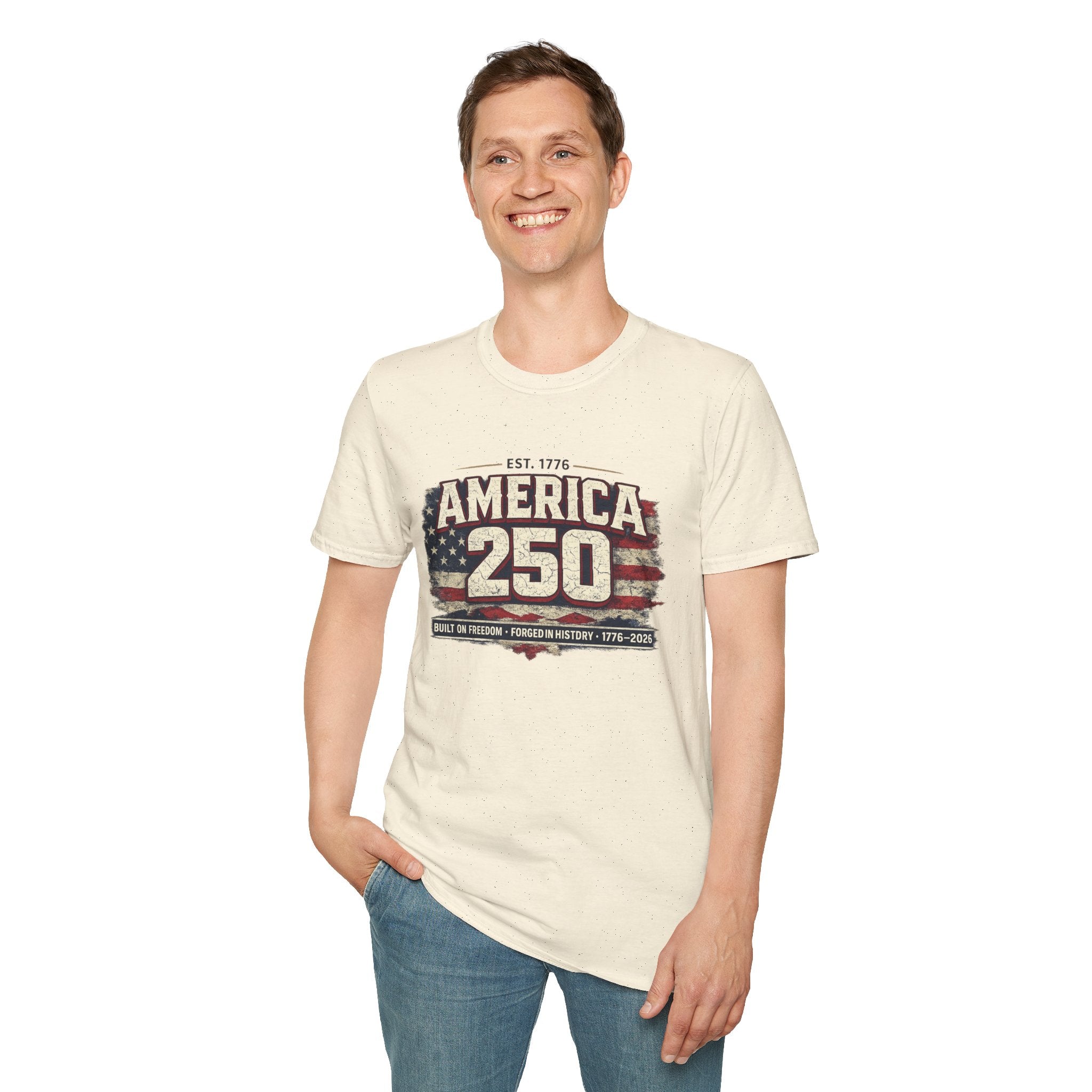 America 250 Vintage Flag T-Shirt — 1776–2026 Patriotic Independence Tee