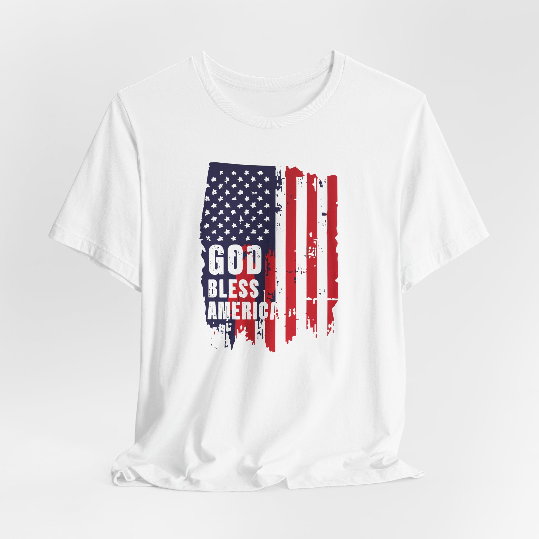 God Bless America Flag T-Shirt — Distressed Patriotic Tee for 4th of July