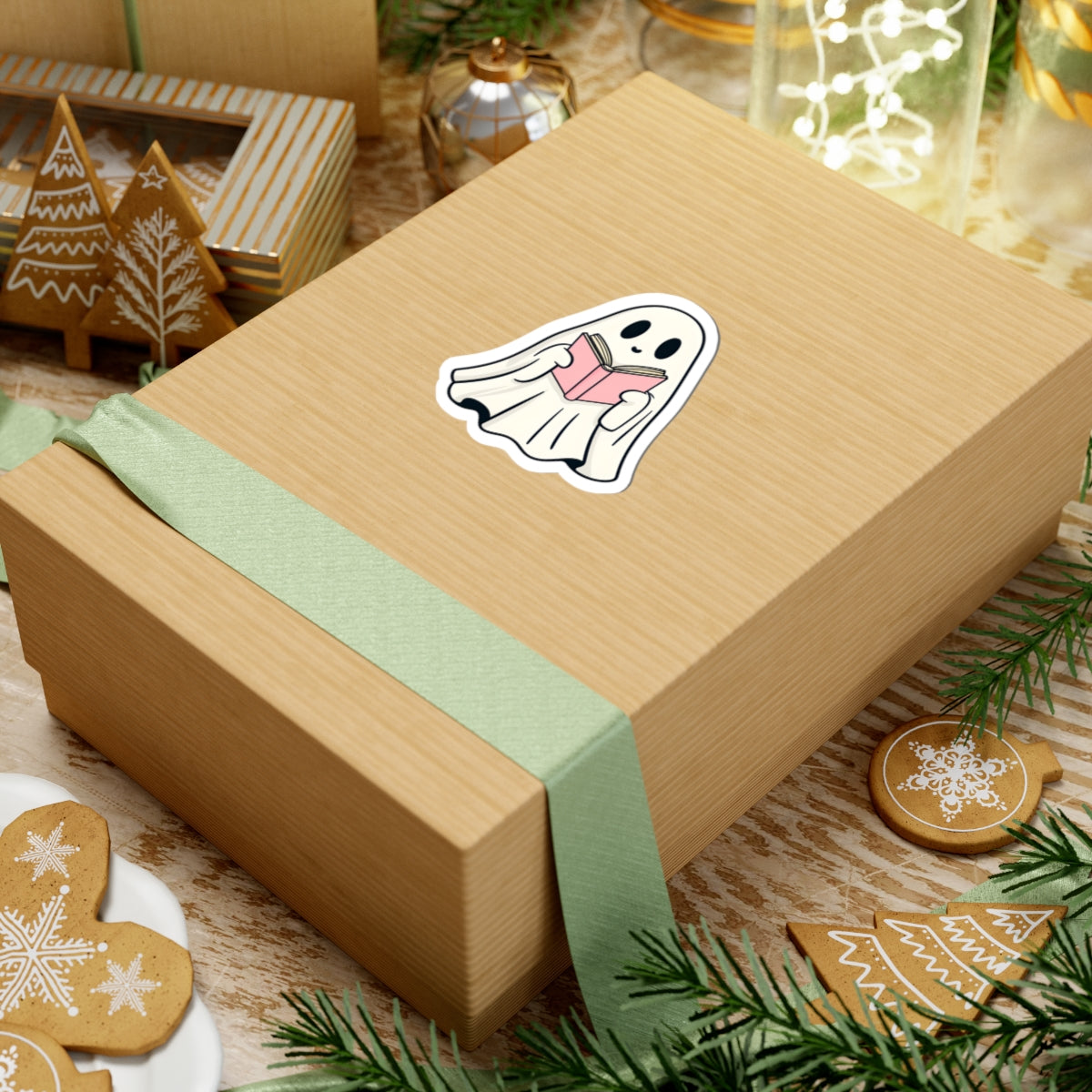 Cute Ghost Reading Kiss-Cut Stickers | Spooky Decor, Halloween Gifts, Planner Stickers, Cute Stationery, Book Lover Accessories