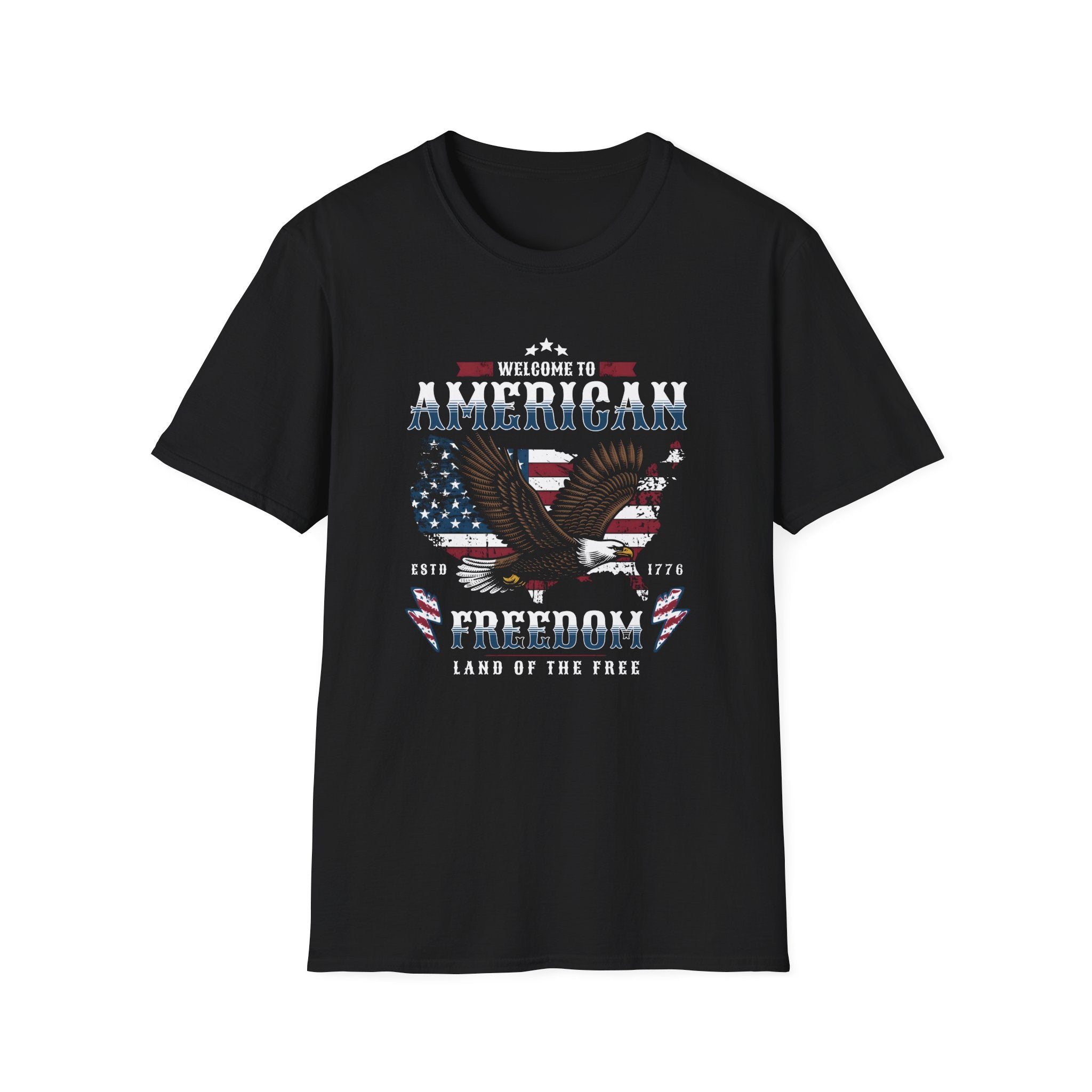 American Freedom Eagle T-Shirt — Distressed Flag Patriotic Tee for 4th of July