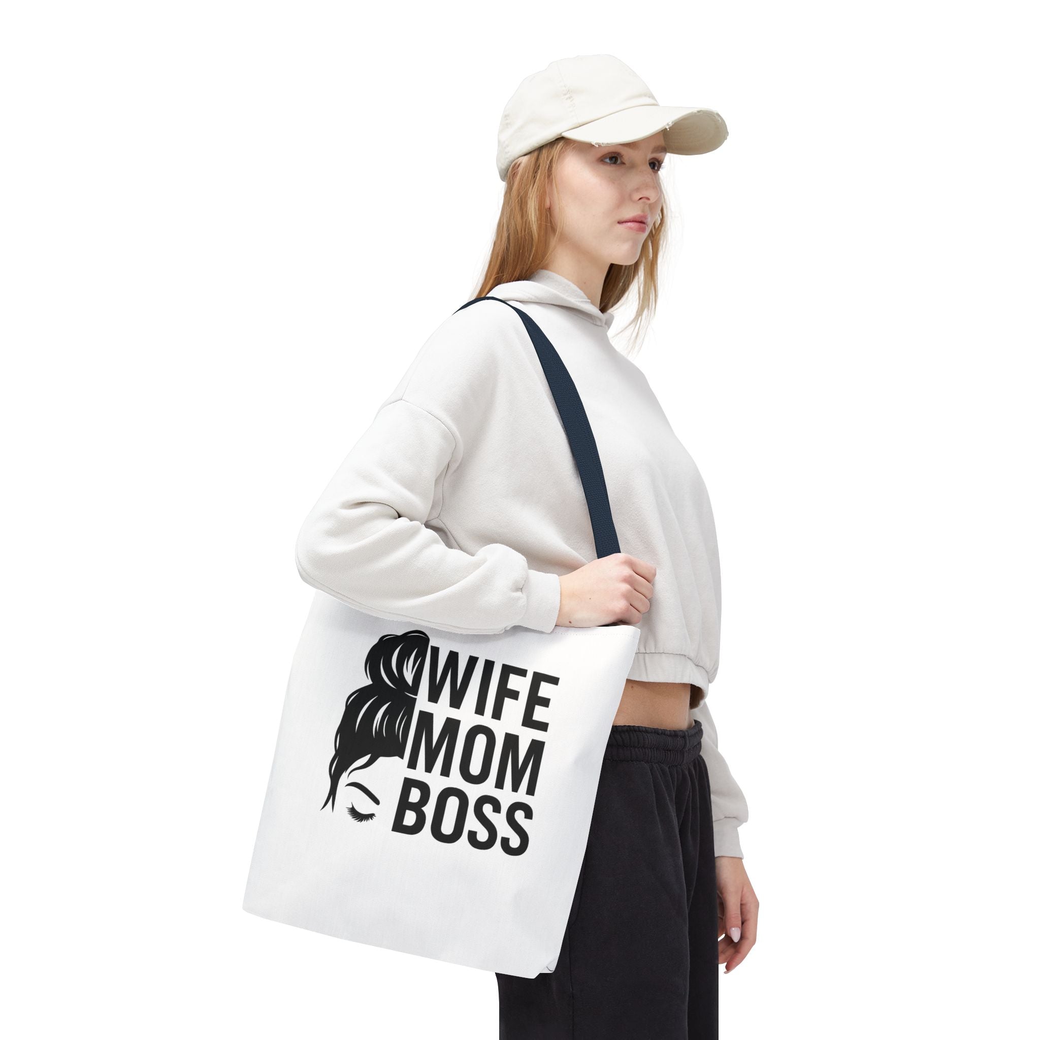 Wife Mom Boss Tote Bag - Chic, Durable Tote for Moms, Stylish Carry-All, Gift for Mother's Day, Work, and Everyday Use