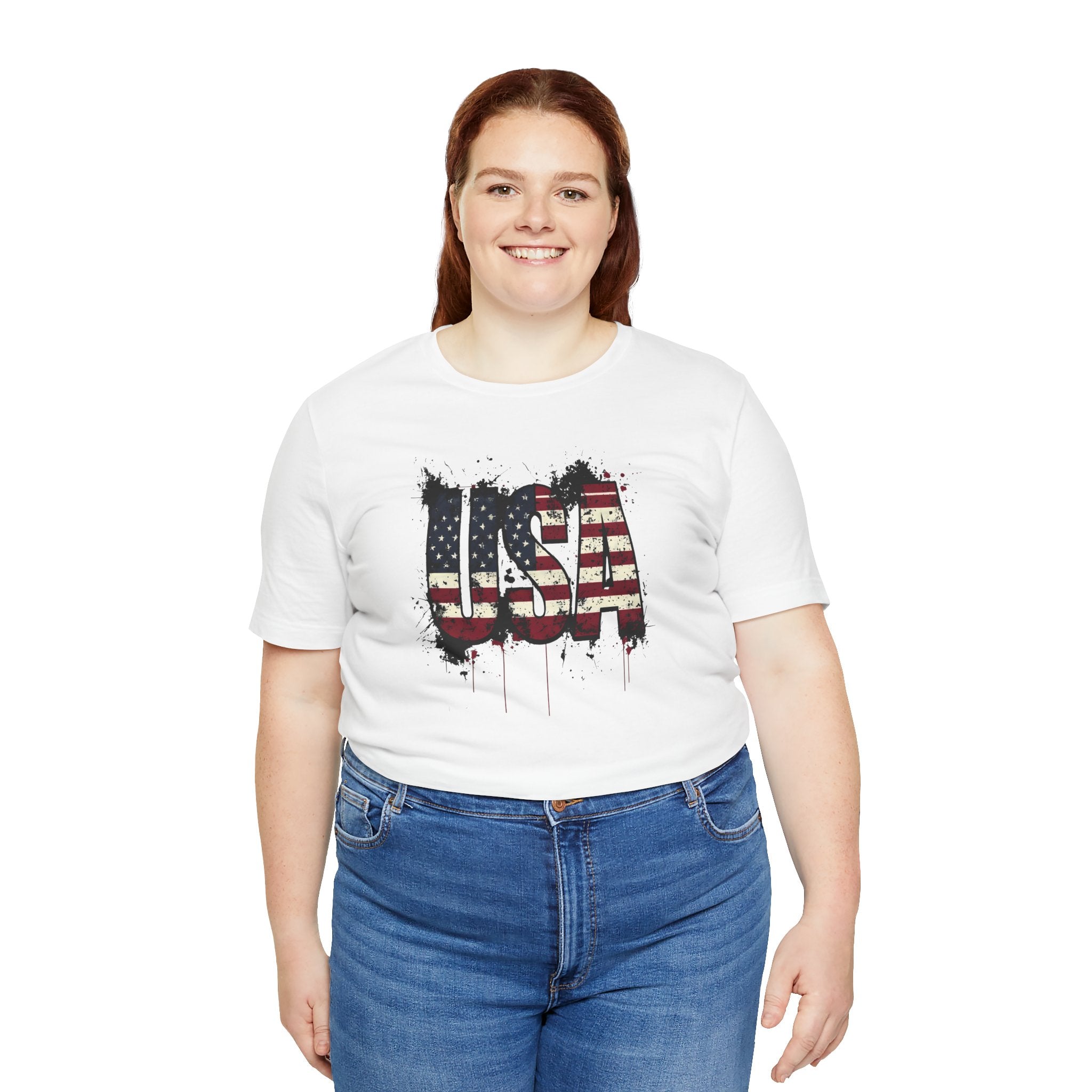 USA Paint Splatter T-Shirt — Patriotic American Flag Tee