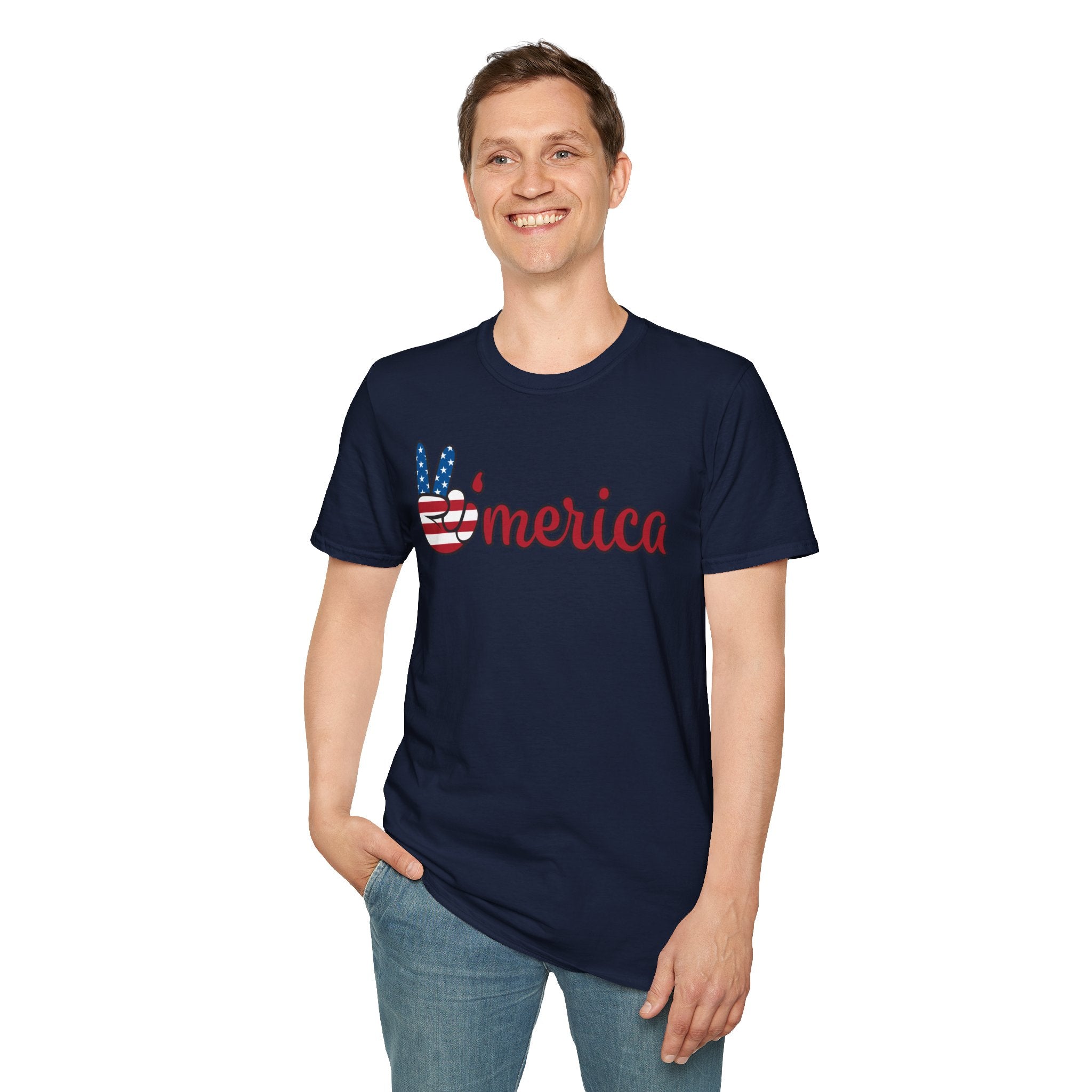 Patriotic Peace T-Shirt for Unisex, Casual Wear, Independence Day Gift, Summer Style, Comfortable Tee