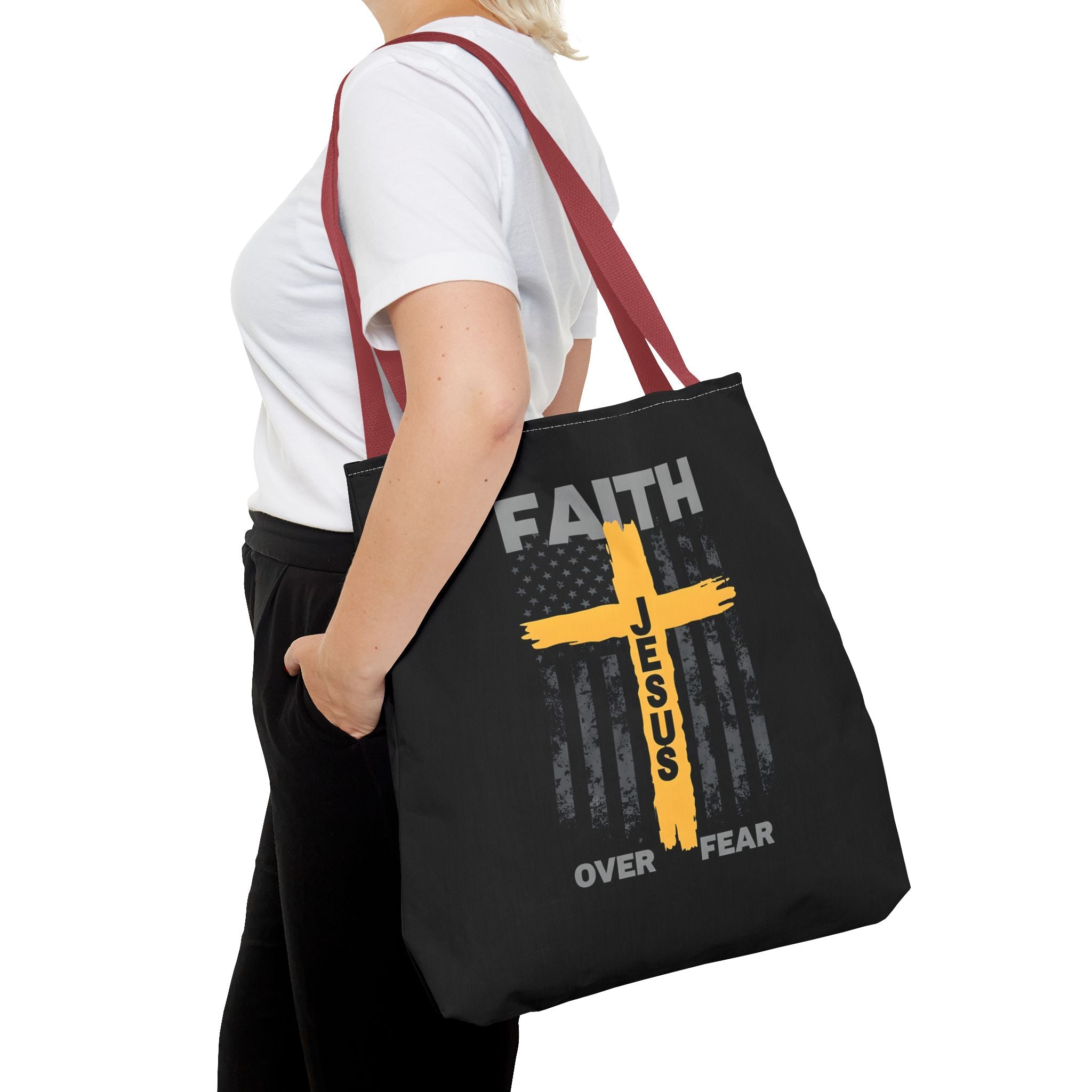 Faith Over Fear Tote Bag, Inspirational Bag, Bible Quote Tote, Christian Gift, Church Accessory, Motivational Bag