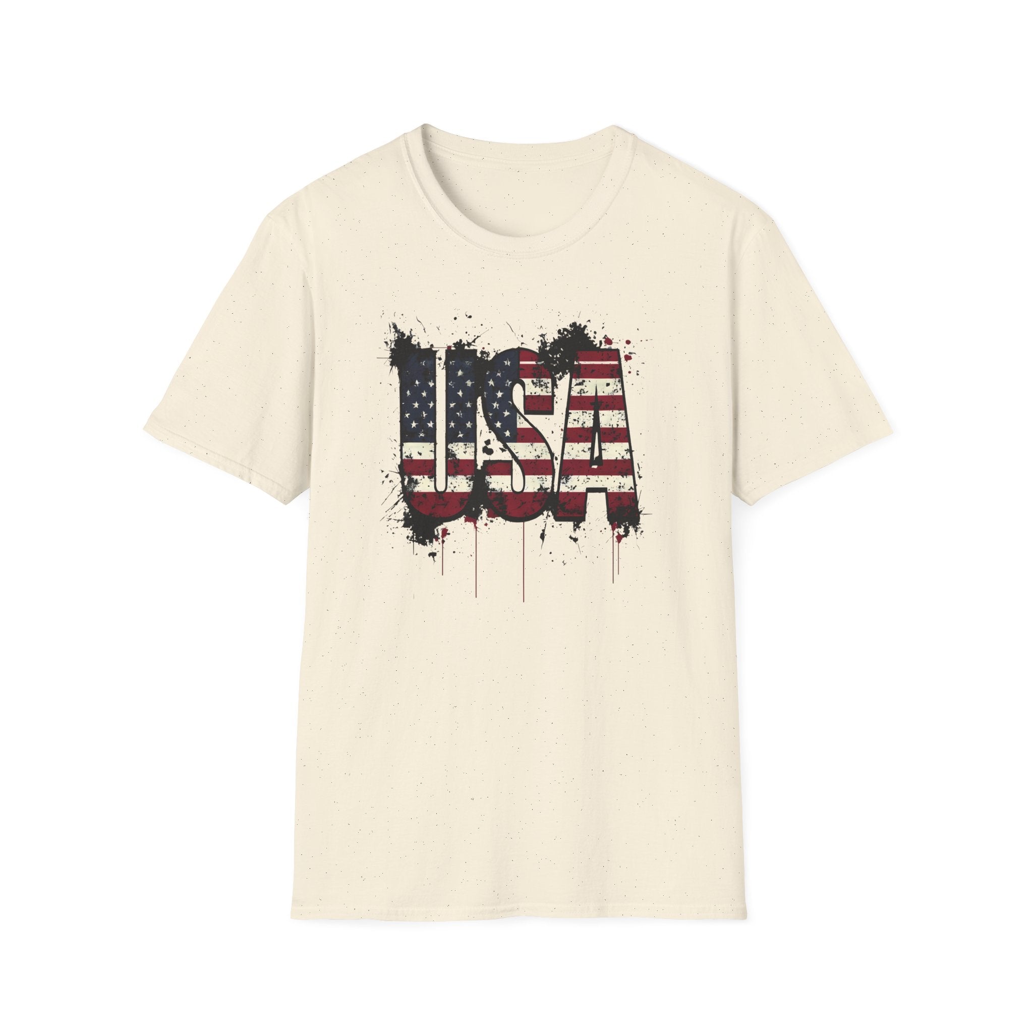 USA Flag Grunge T-Shirt — Distressed American Flag Graphic Tee for 4th of July