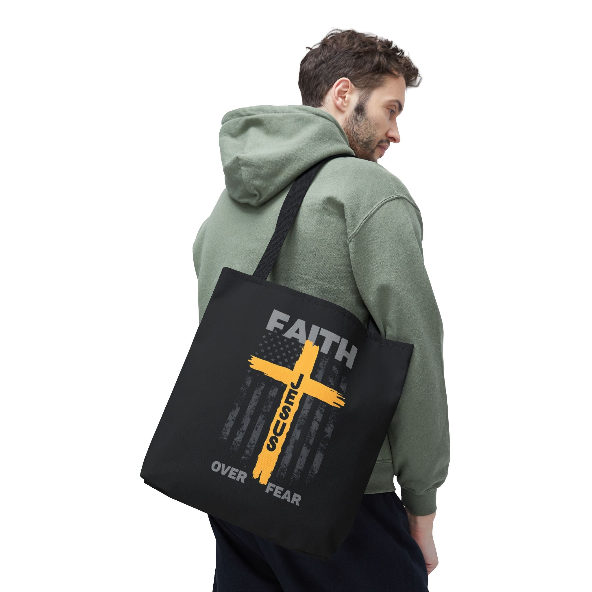 Faith Over Fear Tote Bag, Inspirational Bag, Bible Quote Tote, Christian Gift, Church Accessory, Motivational Bag