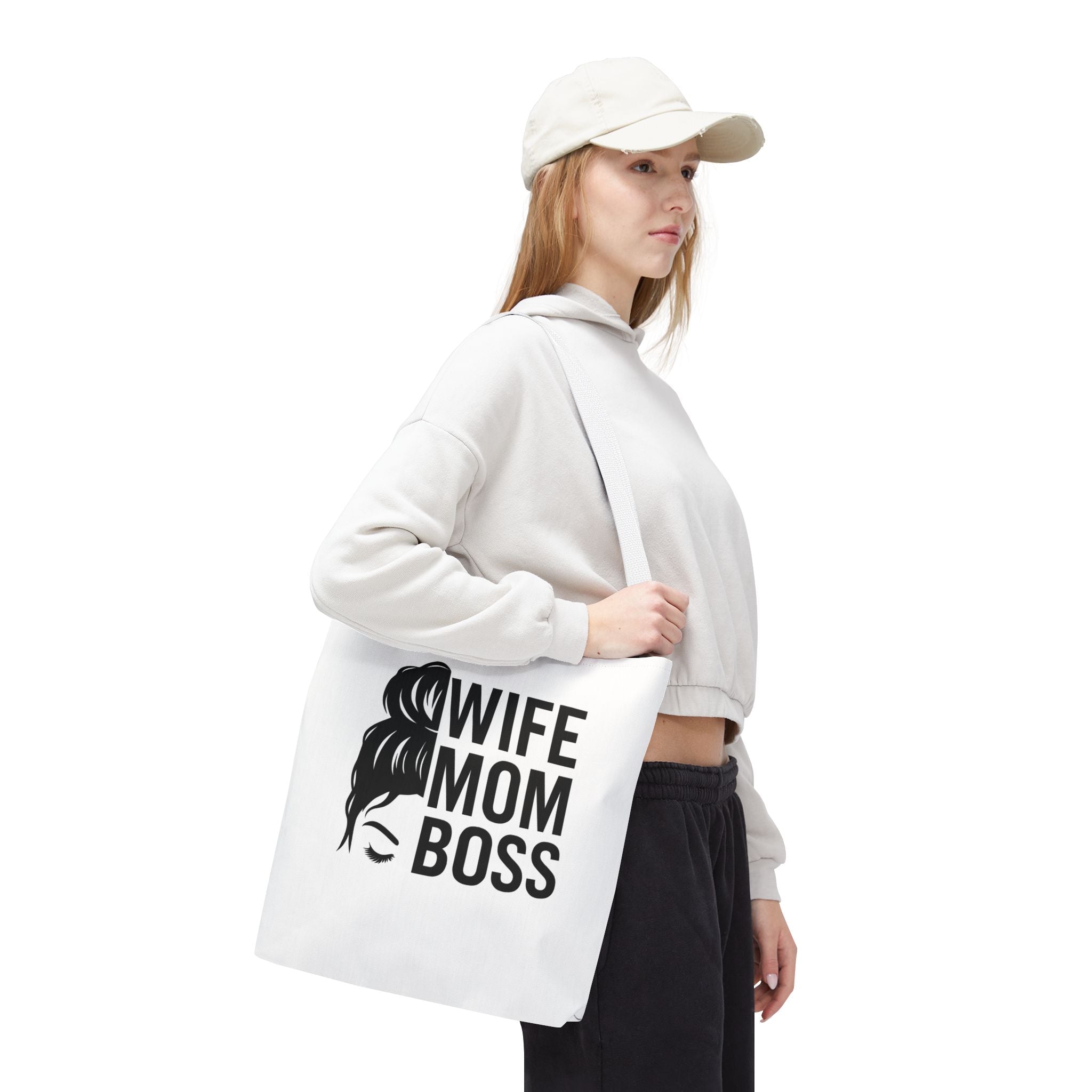 Wife Mom Boss Tote Bag - Chic, Durable Tote for Moms, Stylish Carry-All, Gift for Mother's Day, Work, and Everyday Use