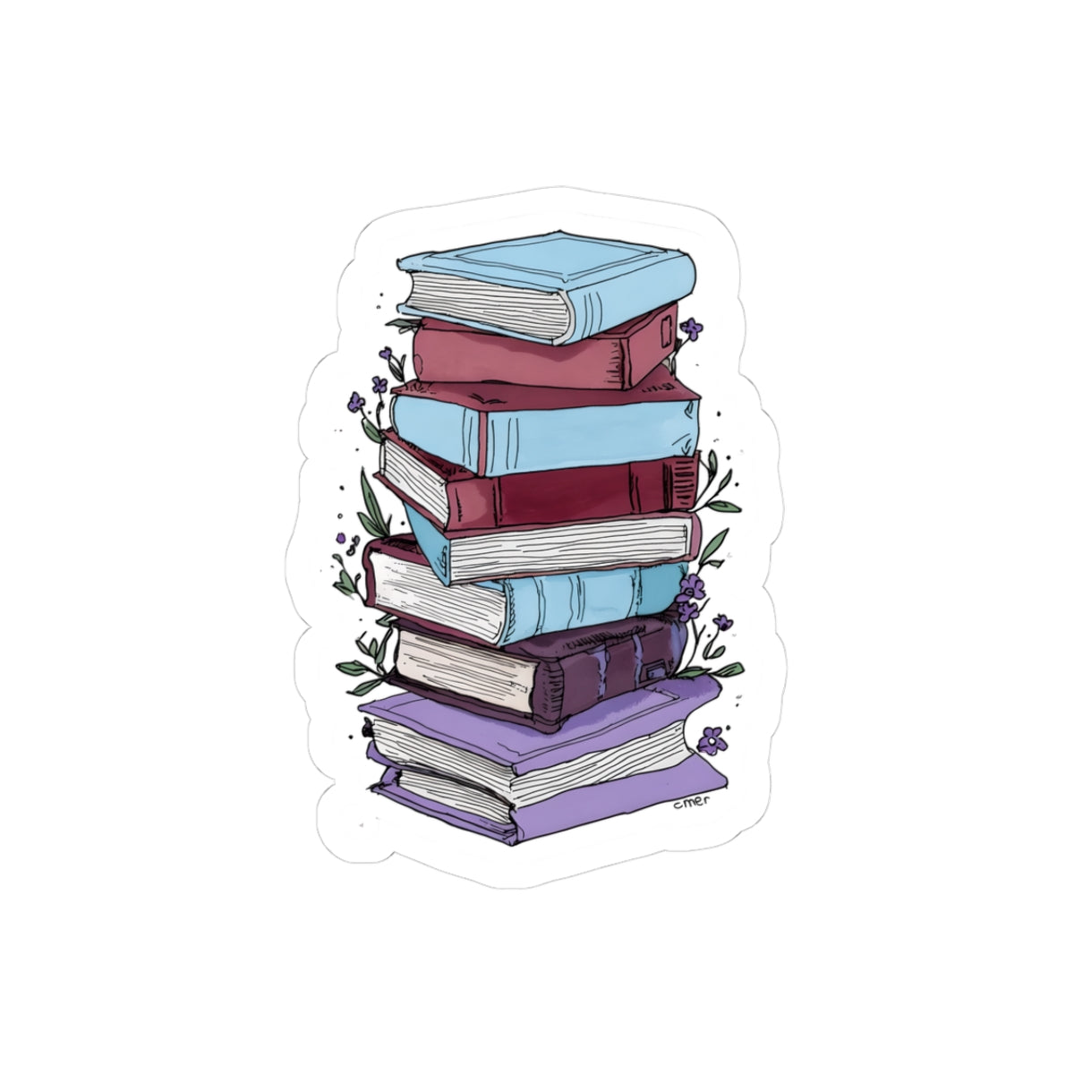 Stacked Books Kiss-Cut Stickers - Perfect for Book Lovers & Library Decor