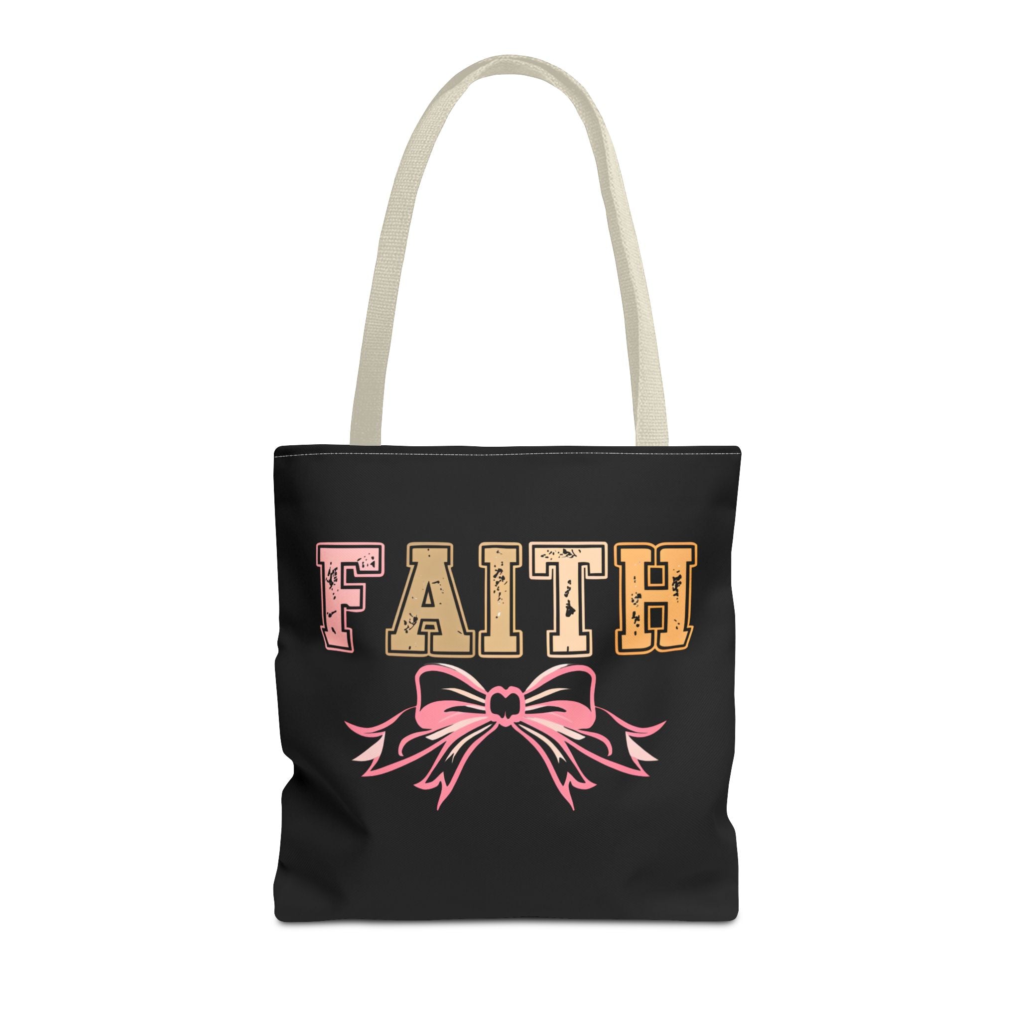 Faith Tote Bag with Bow Design, Inspirational Gift for Her, Everyday Shopping Bag, Faith-Based Gift, Religious Tote, Faith Quote Bag